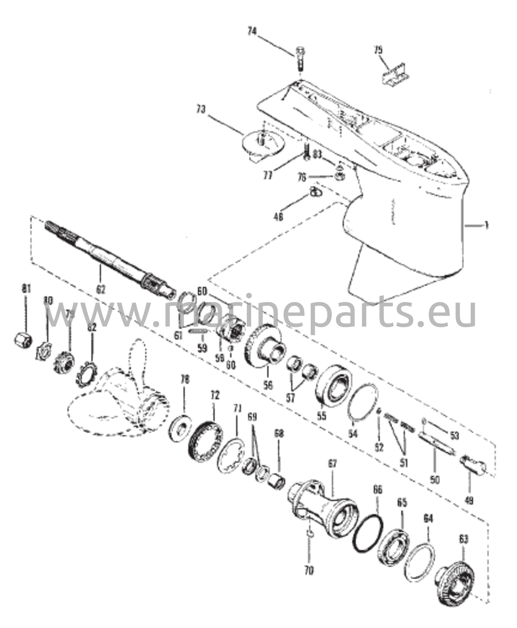 Vaihteiston kotelo potkurin akselille - Vakio 135/150/175/200