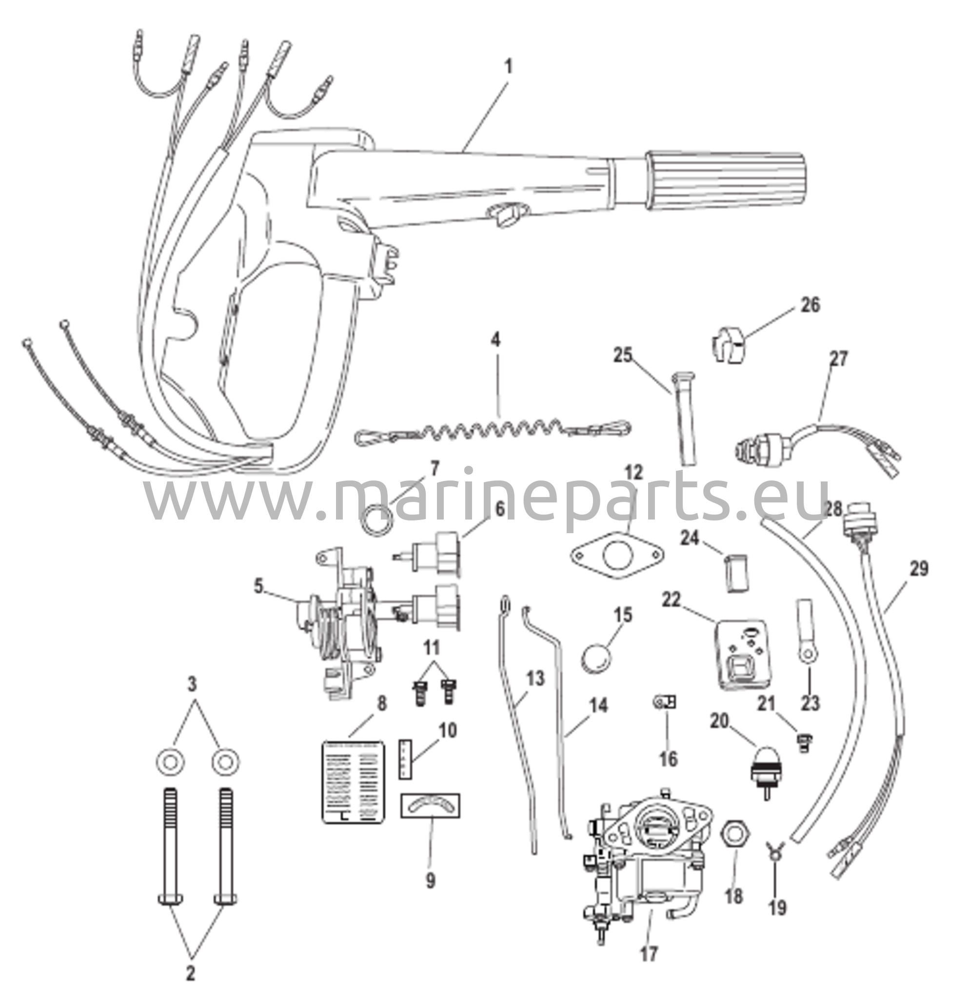 Ohjaustangon muuntosarja 9,9 hv sähkömoottoriin 896289A02