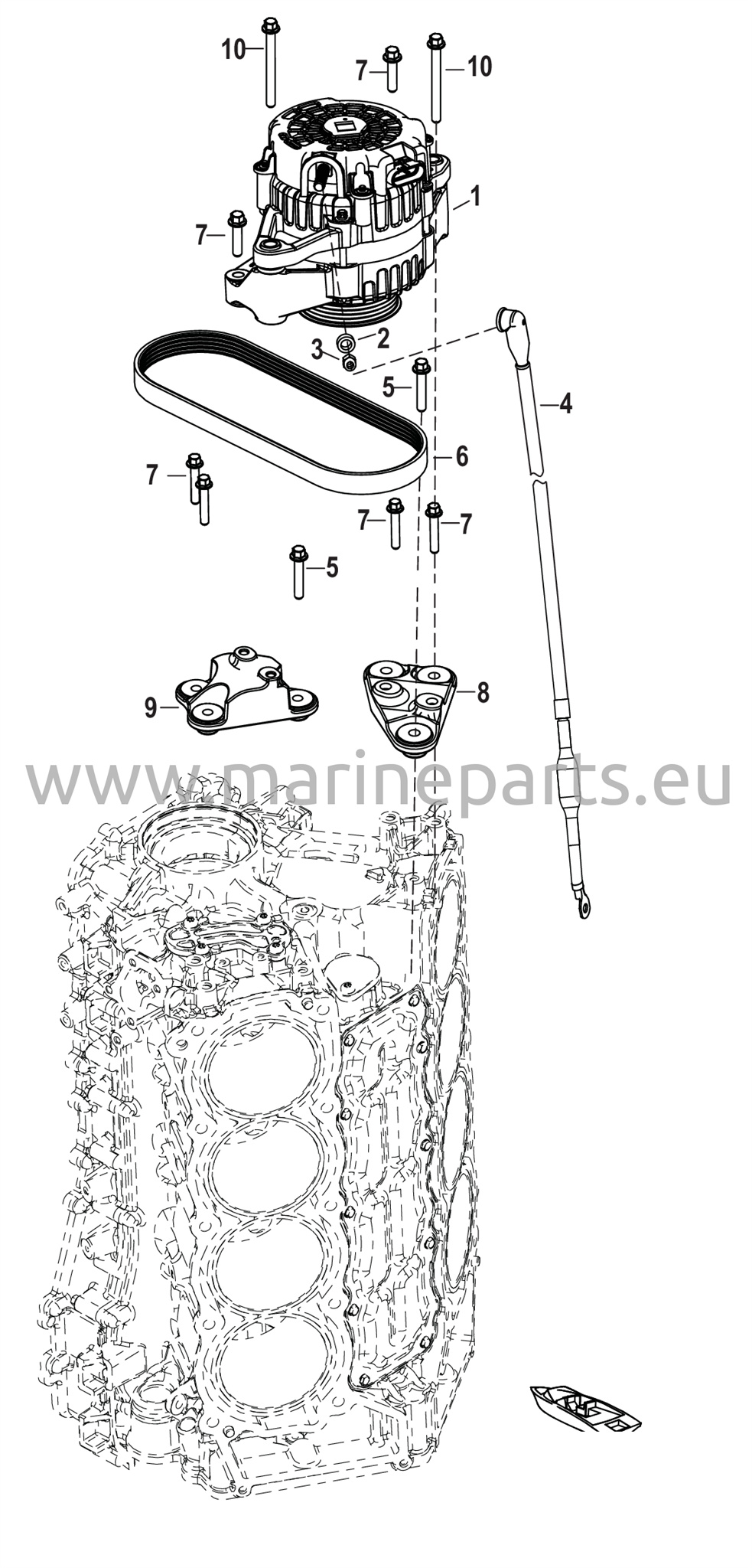 Laturin kiinnitys/vyö 3B056352 ja alemmat