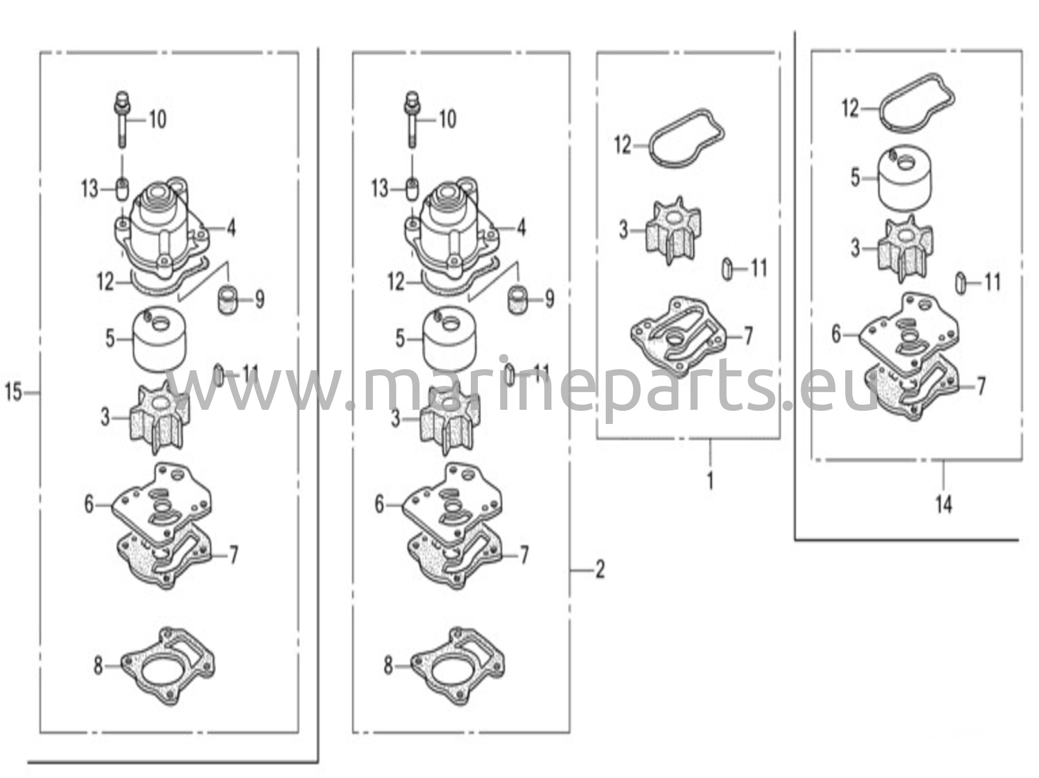 Reparationssats för vattenpump