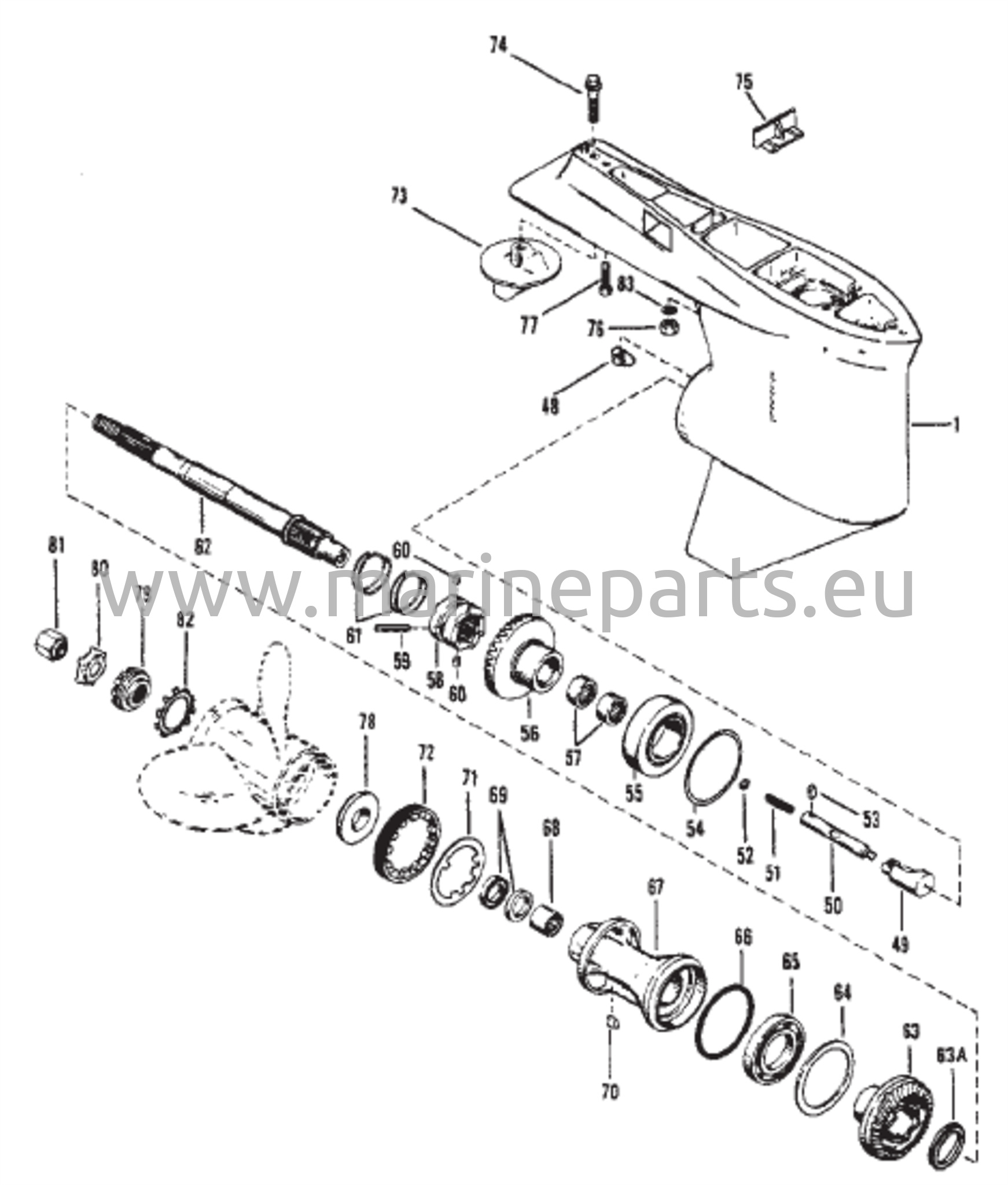 Vaihteiston kotelo (voimansiirtoakseli) 2:1-välityssuhde - 14 hampainen pienpyörä