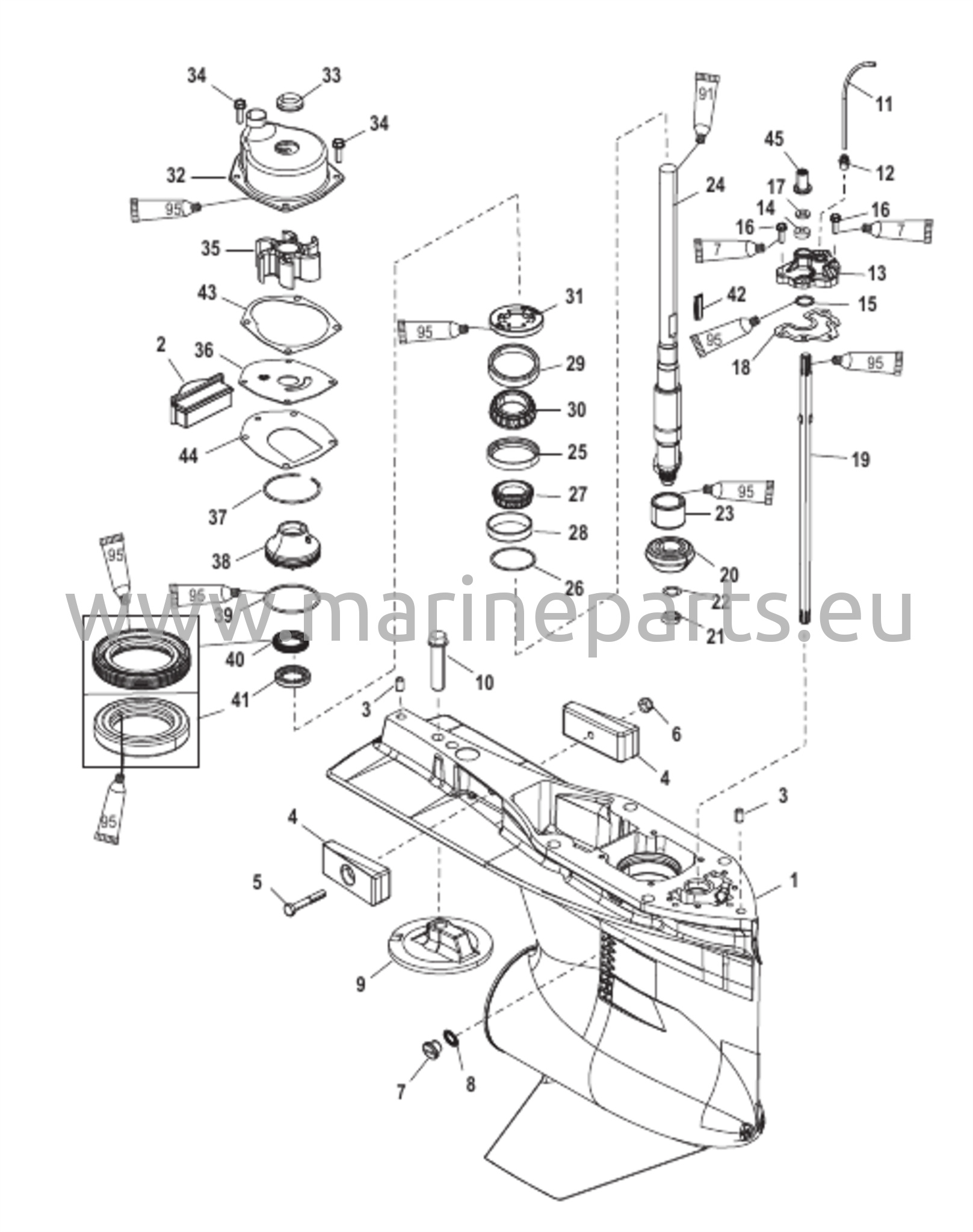 Vaihteiston kotelo (voimansiirtoakseli) (vakio/kierroksen vastainen)