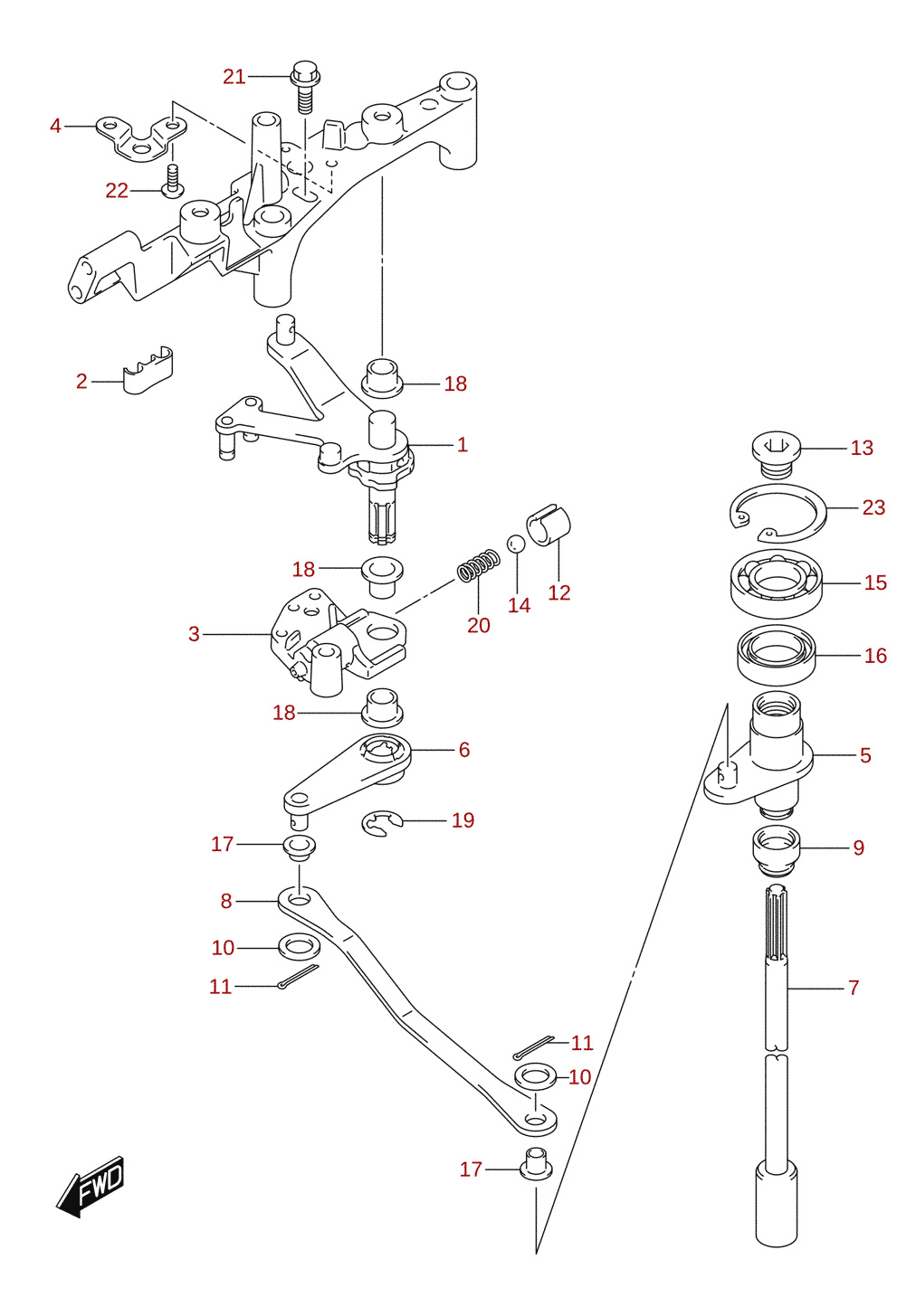 Osovina spojke (DF200Z, DF225T, DF225Z, DF250T, DF250Z)