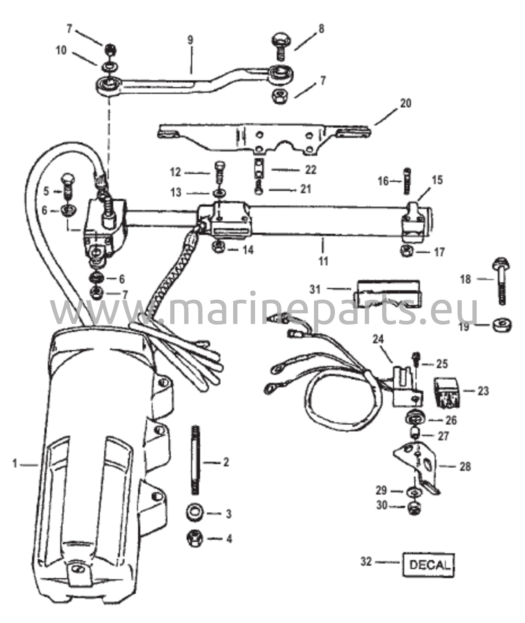 Peräpeilin kiinnityksellä varustettu ohjaustehostinpaketti
