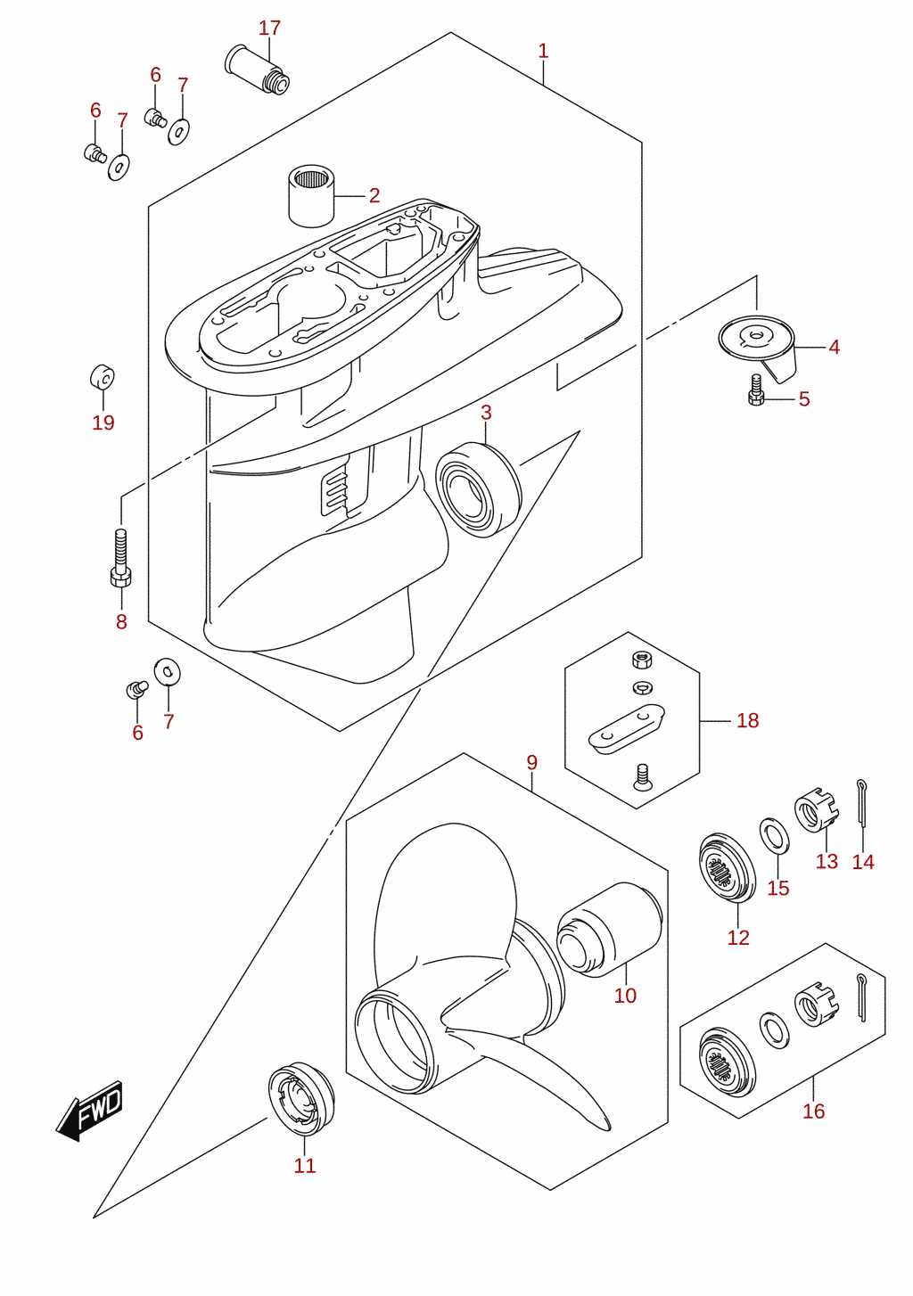 Gear case (DF40AQH, DF40ATH, DF50ATH)