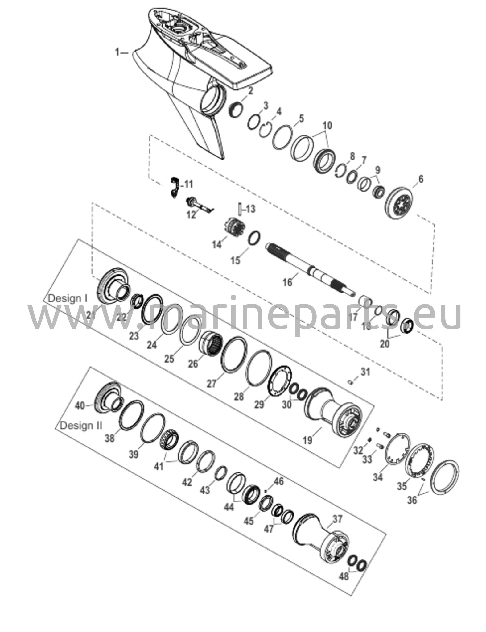 Vaihteiston kotelo, potkuriakseli - vastakierto, Sport Master 1.60