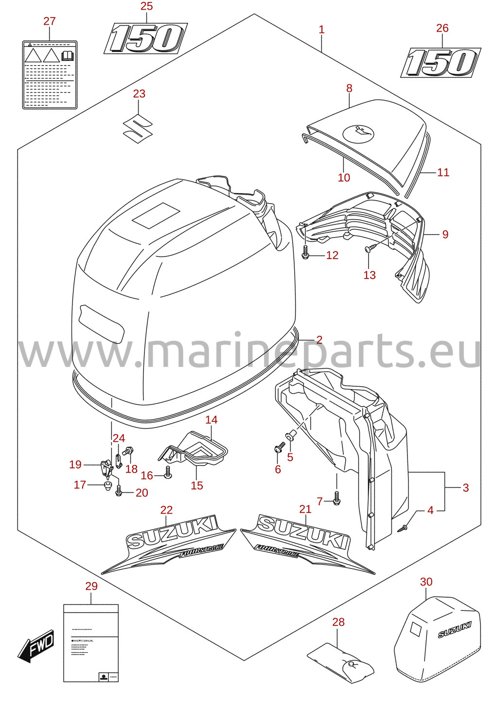 Capot moteur (DF150) 2/4