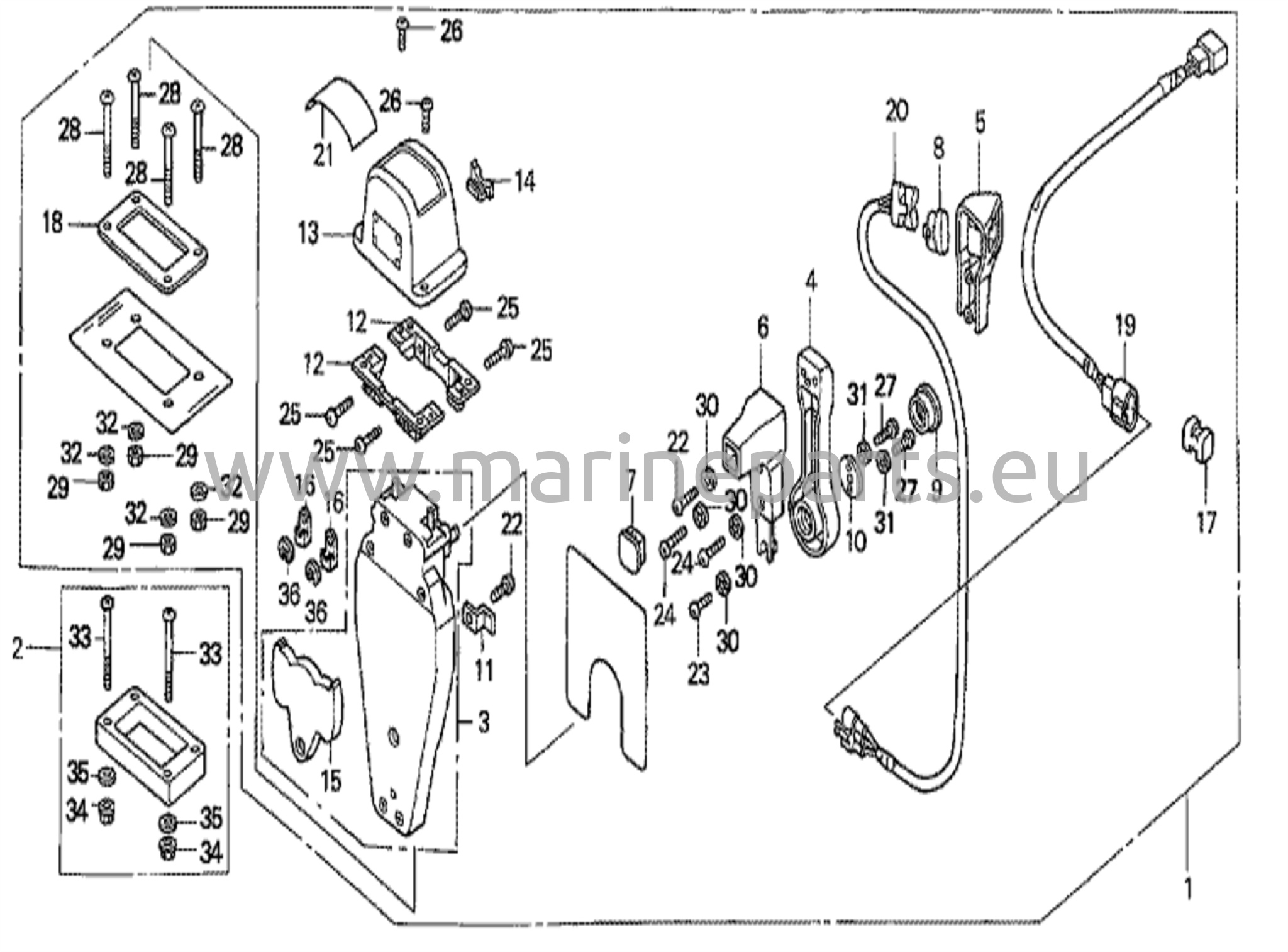 Fjärrkontroll (övermonterad enkeltyp) (vänster)