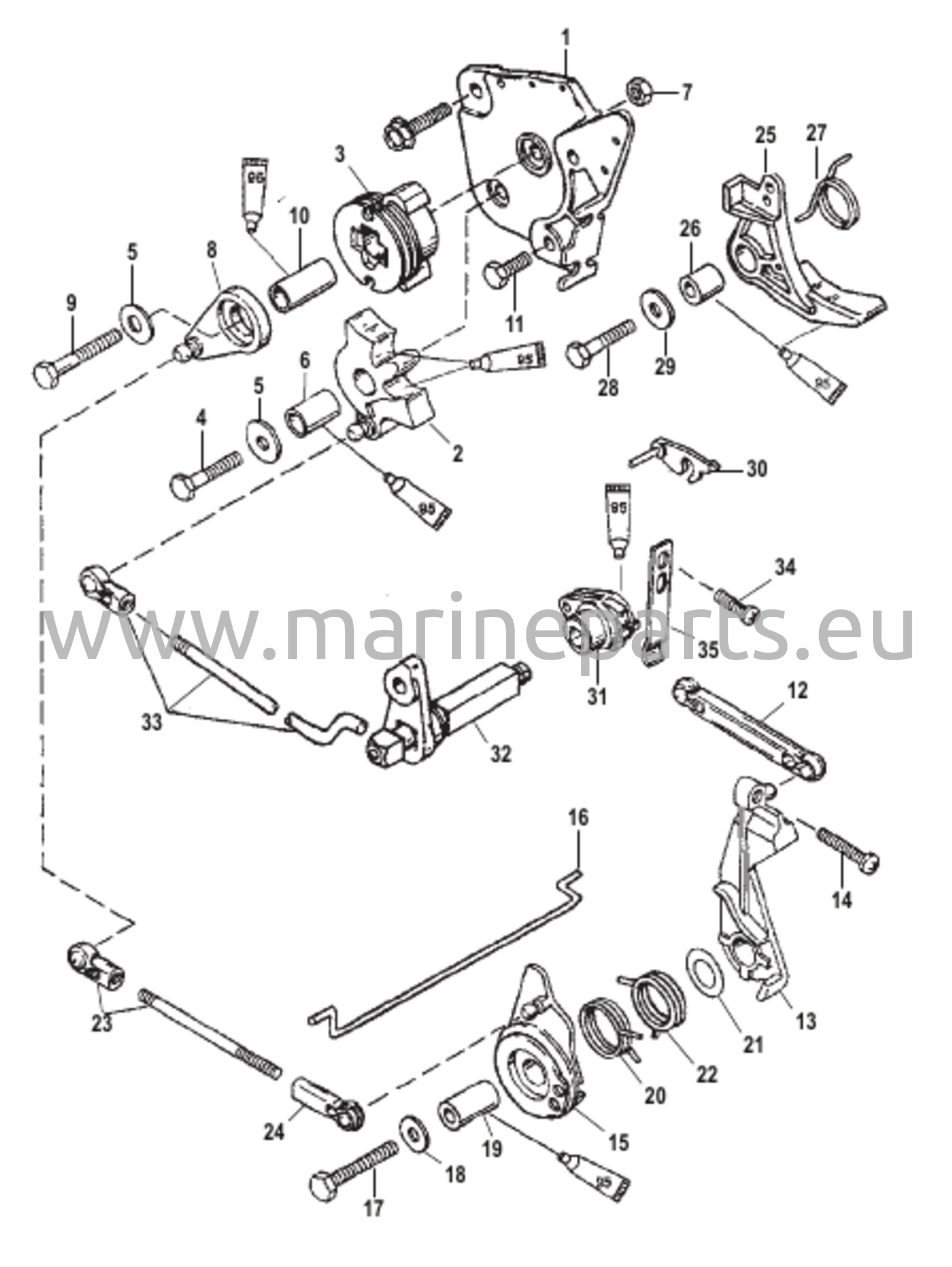 Kaasu- ja vaihdevivuston liitos (peräsinkahva)
