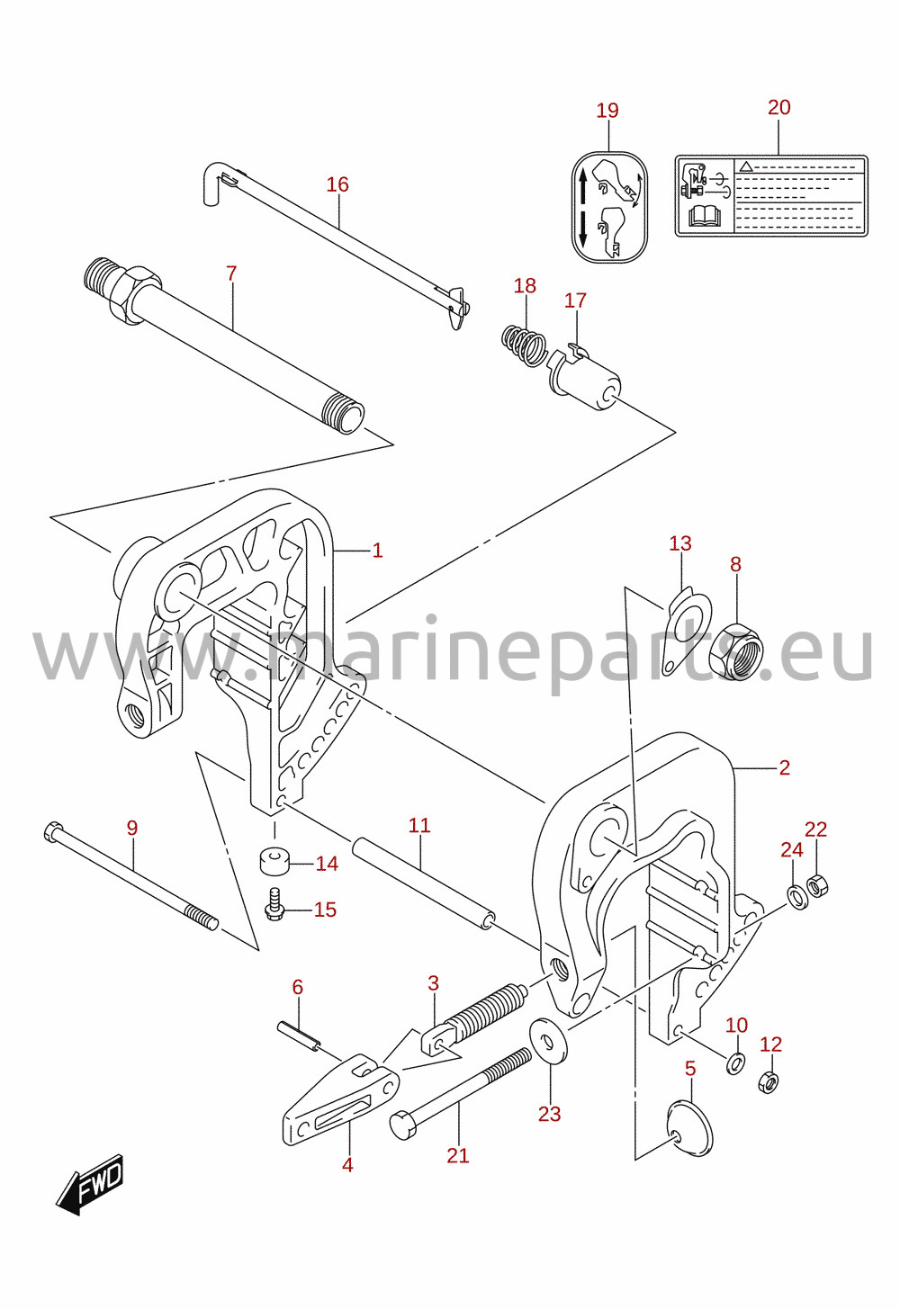 Spejlbeslag (DF25A, DF25AR, DF30A, DF30AR)