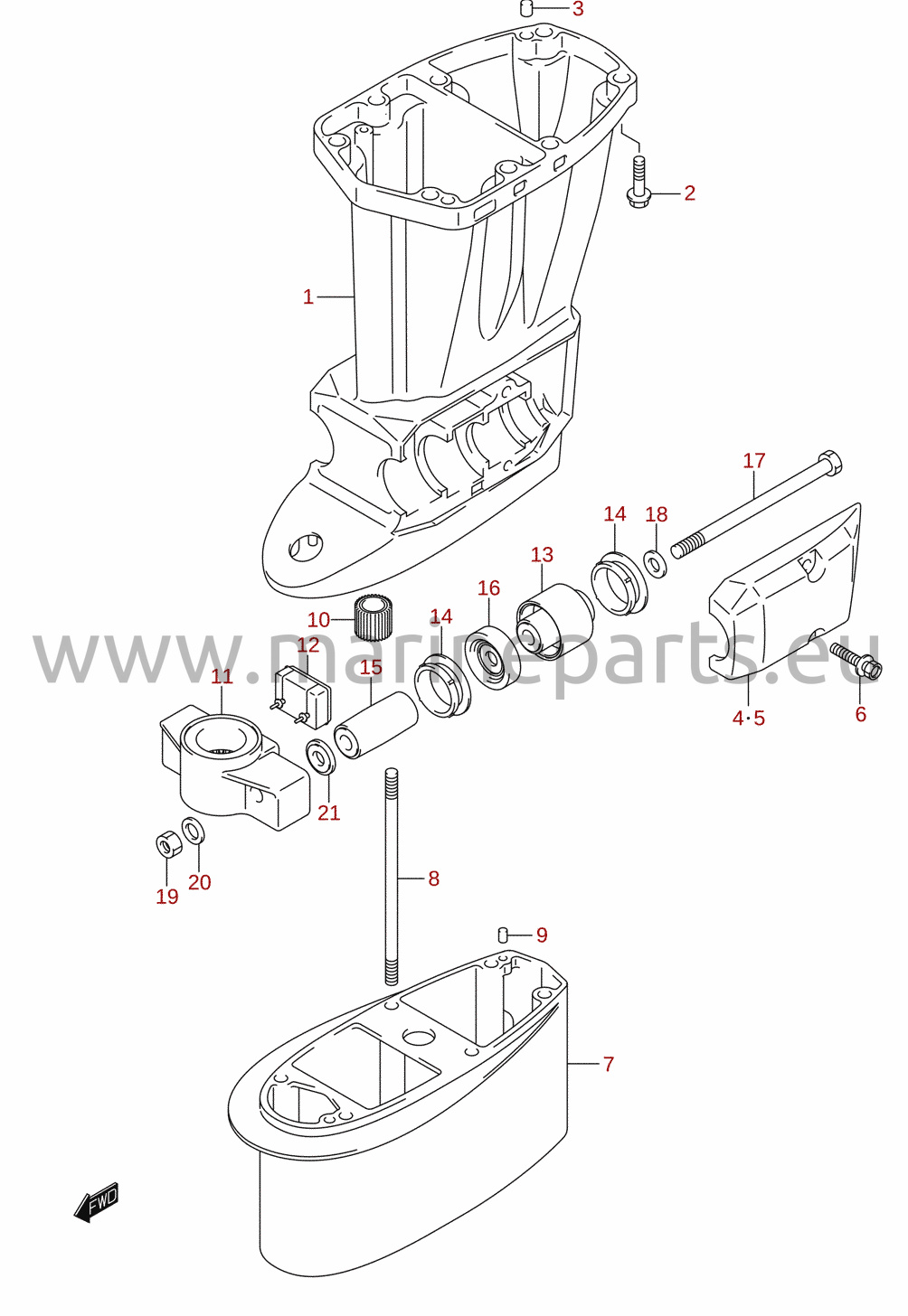 Drive shaft housing (DF40AST, DF60AT, DF60ATH, DF60AWT, DF60AWTH)