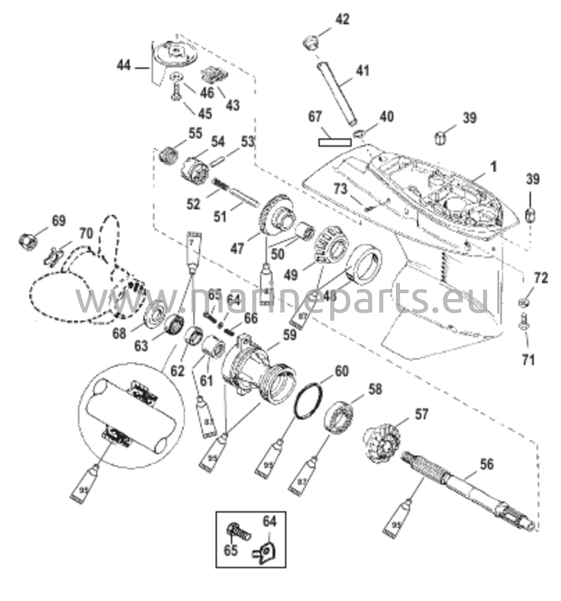 Ülekandekorpuse propelleriaksel - käigusuhe 2,41:1