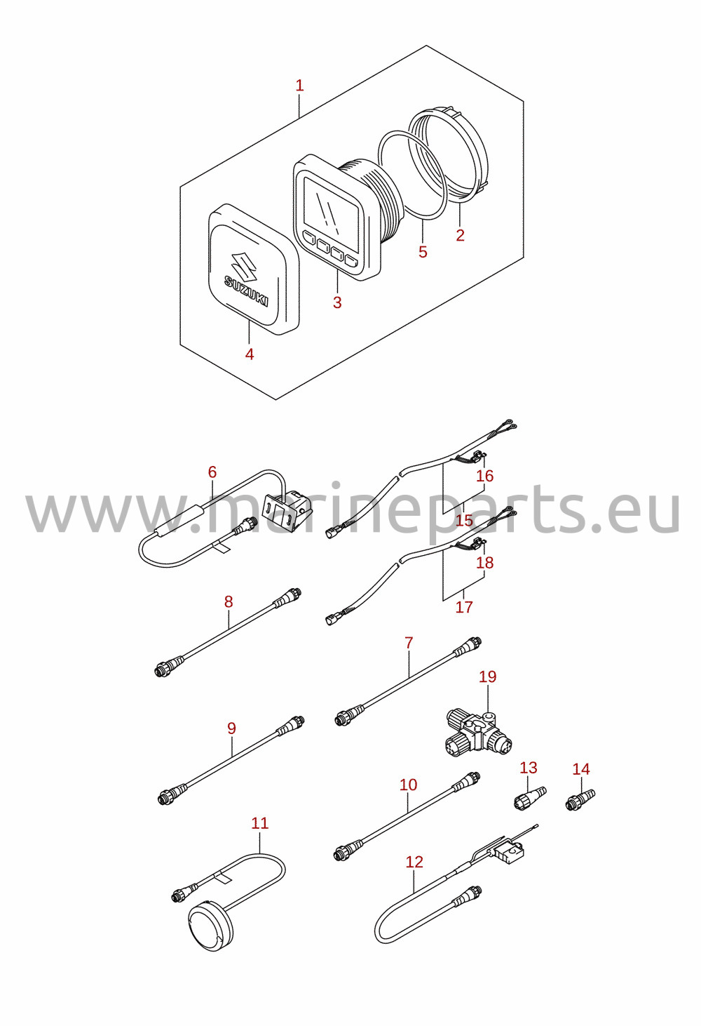 Multifunktionsinstrument (DF40AQH, DF40ATH, DF50ATH, DF50AVTH, DF60AQH, DF60ATH, DF60AVTH) (tillval)