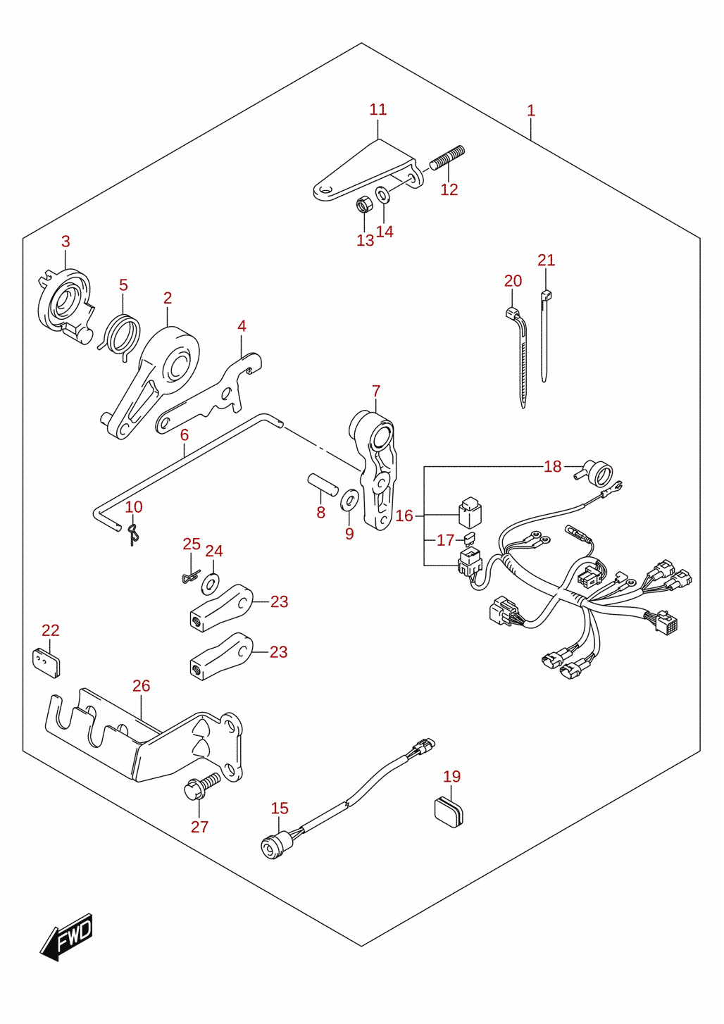 Remote control parts (DF8A, DF9.9A) (optional)