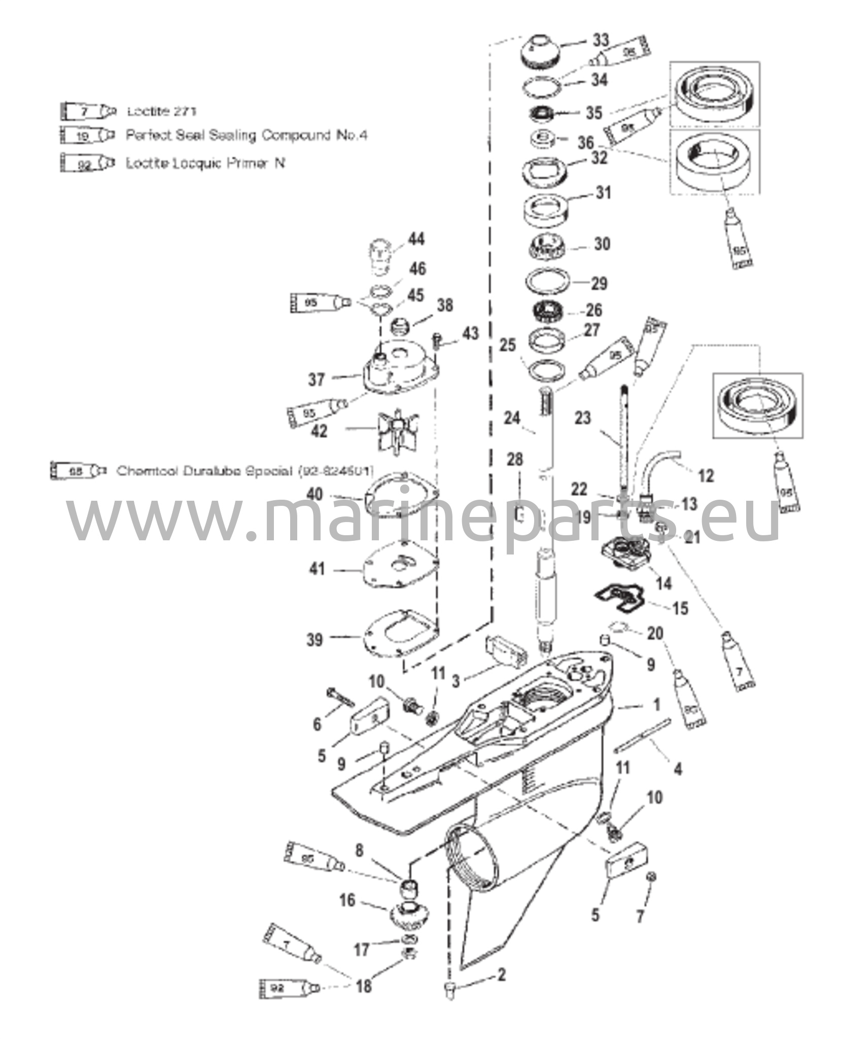 Vaihteiston kotelo (voimansiirtoakseli - vakio/vastakierre S/N-0G960500 ja siitä eteenpäin)
