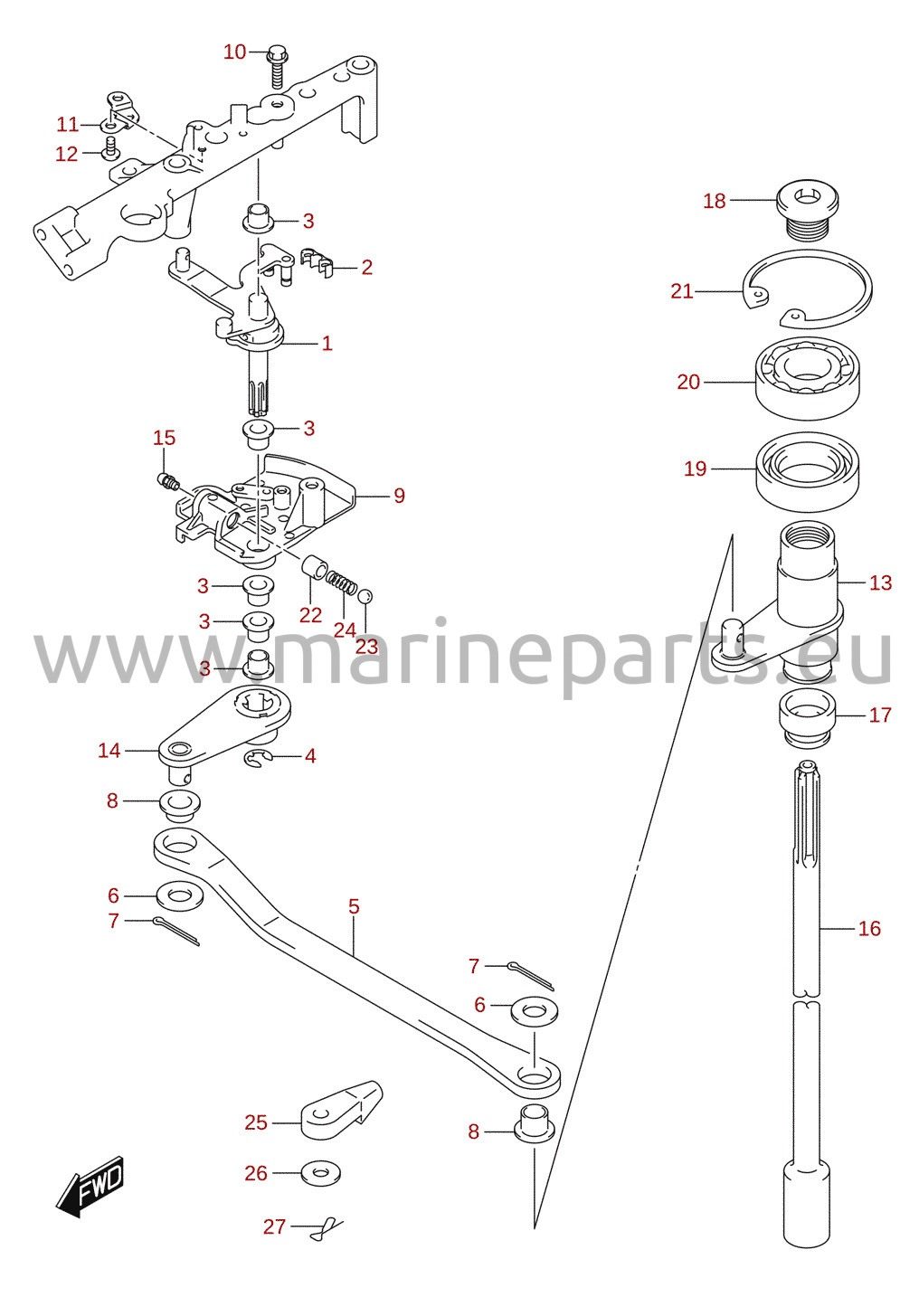Arbre d'embrayage (DF150T, DF150Z, DF175T, DF175Z)