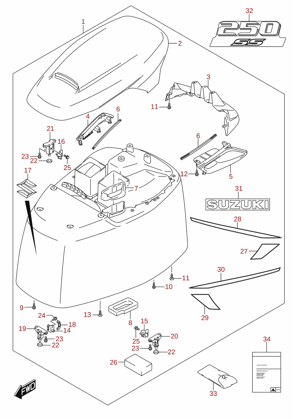 Capot moteur (2024) (DF250ATSS) 1/2