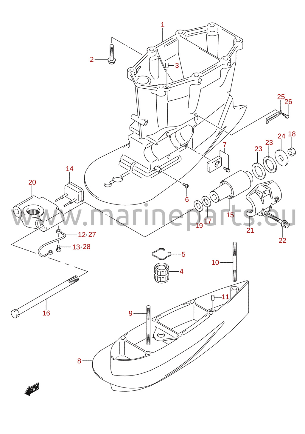 Drivaxelhus (X/XX-transom)