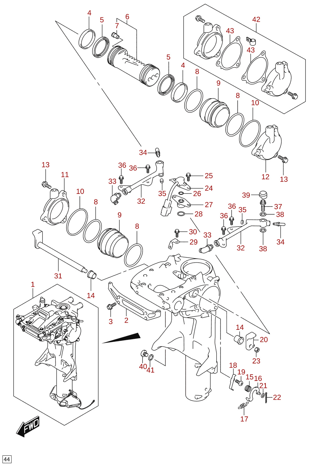 Swivel bracket (piston) (DF300BMD, DF350AMD)