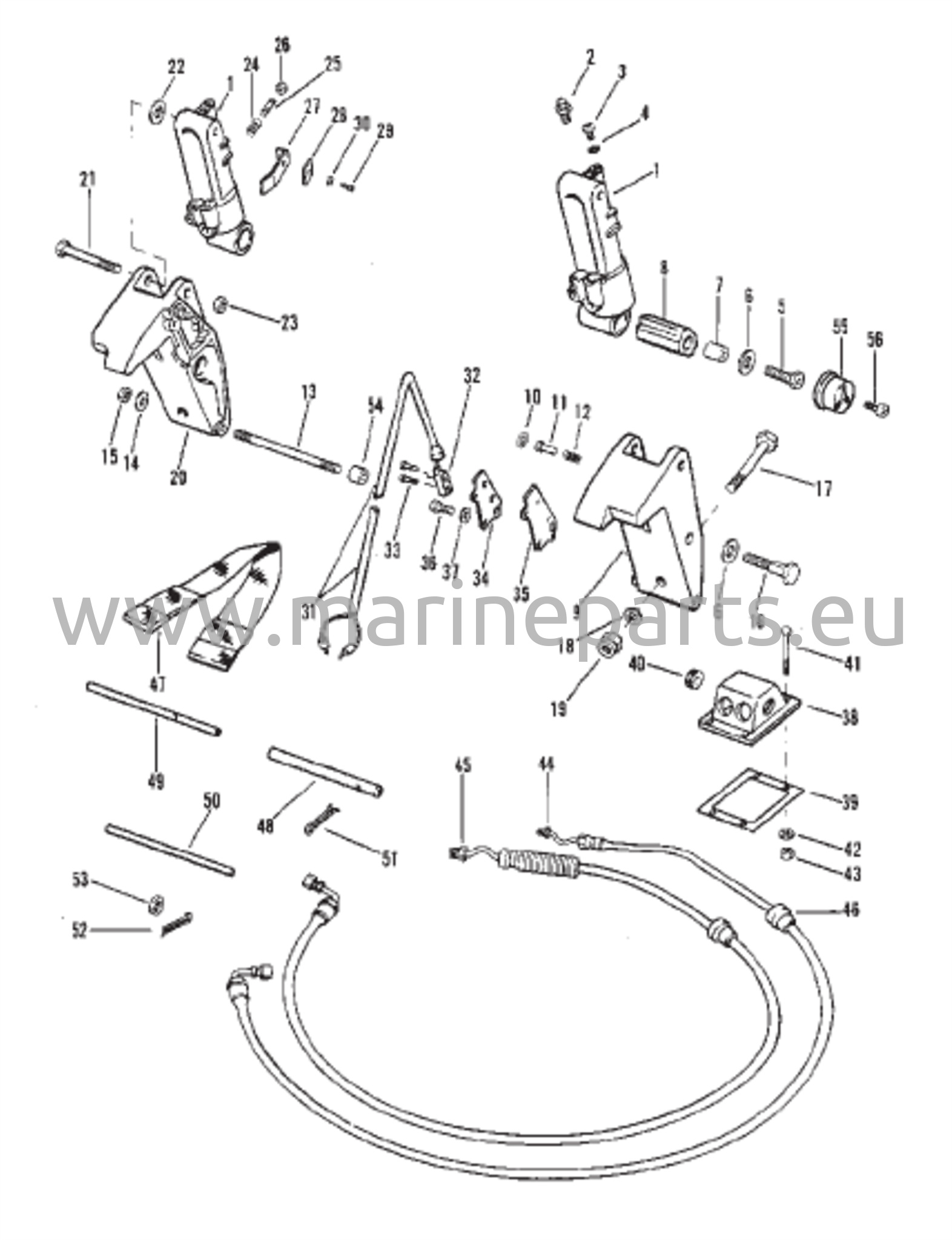 Trim-sylinterit ja hydrauliikkaletkut