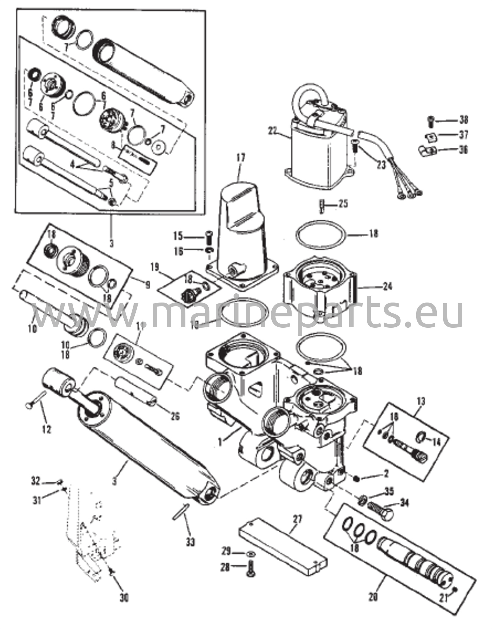 Power Trim -komponentit (Kolmiramminen Power Trim -suunnittelu II)