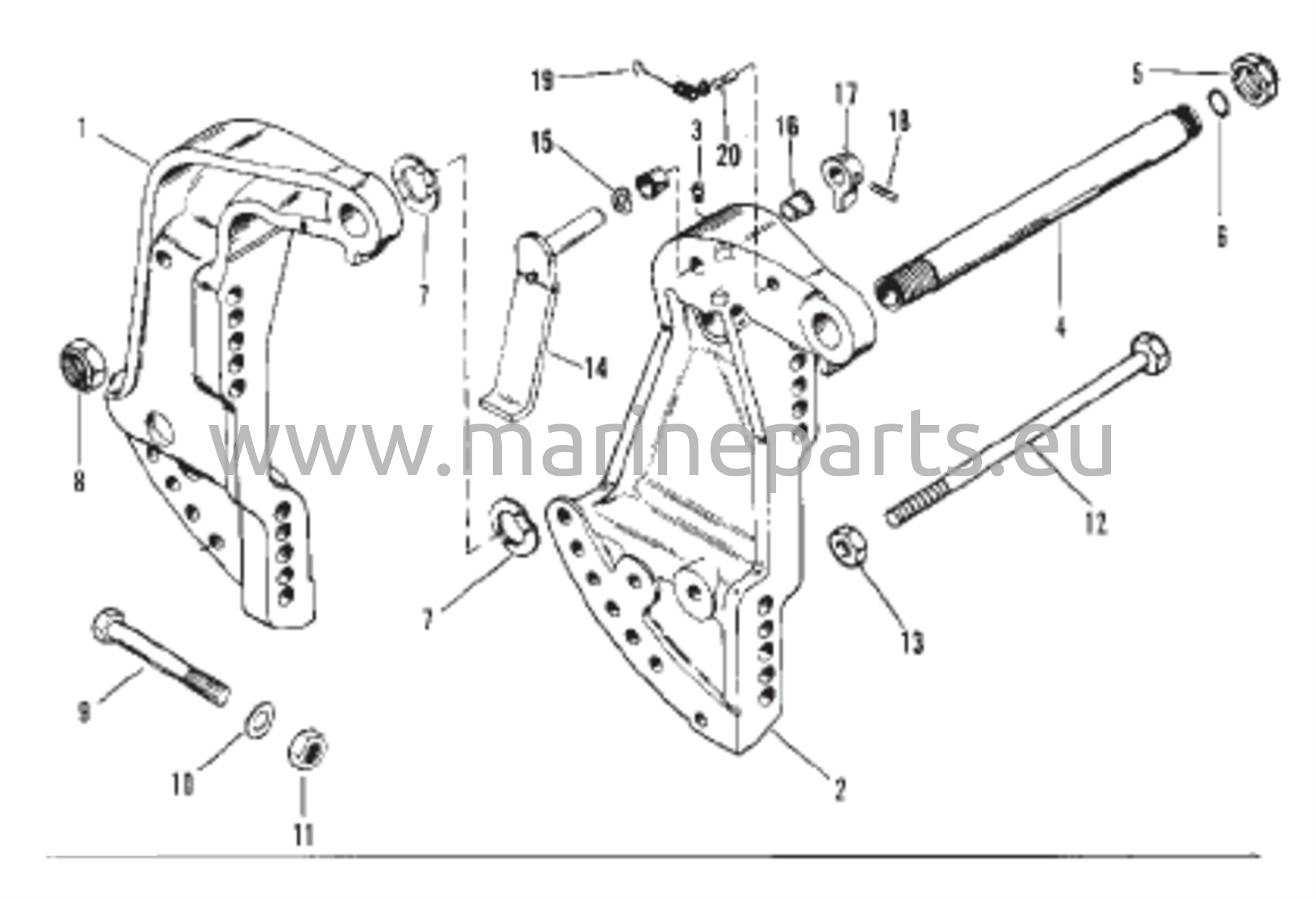 Transom Bracket (Power Trim)(S/N-0C160935 And Below)