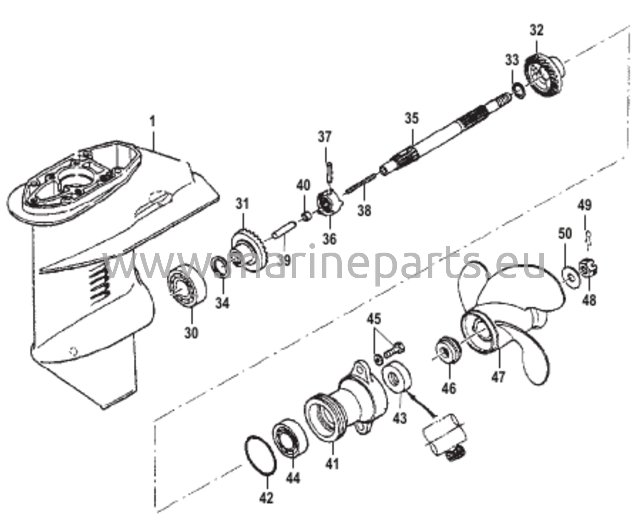 Vaihteiston kotelo potkurin akseli