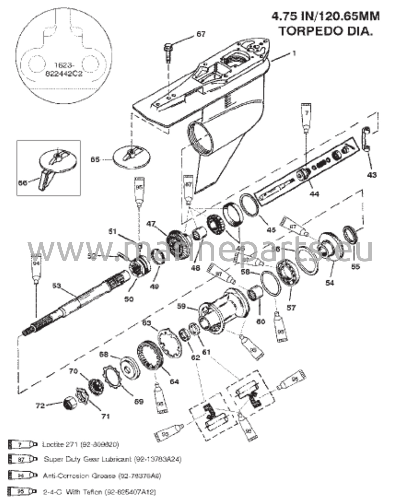 Hammasratta korpus (propeller – standard) (seerianumber 0G437999 ja allpool – 1623-822442C2 valand)