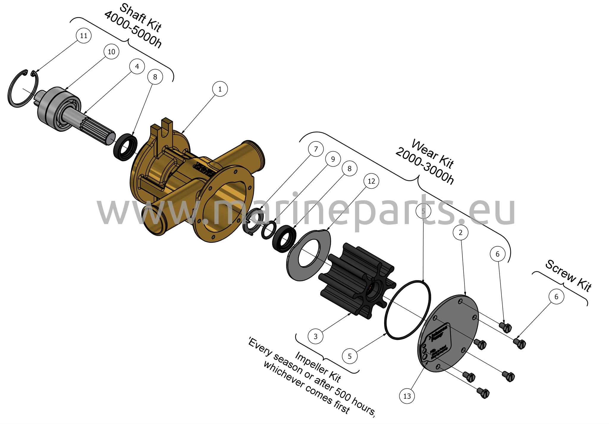 Merivesipumba F7B-9 / 10-24524-12 (3583115) plahvatusjoonis