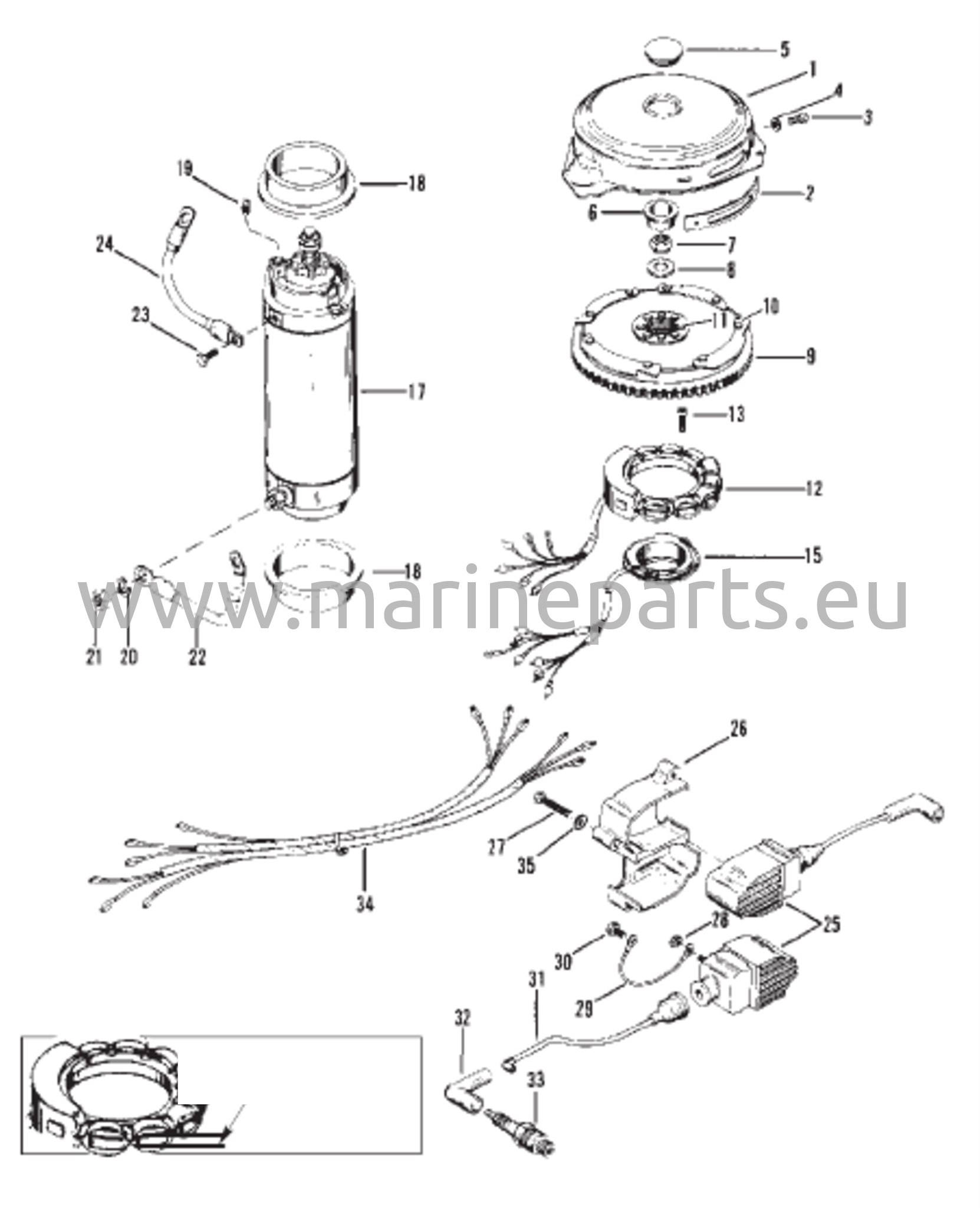 Flywheel, Starter Motor and Ignition Coils 