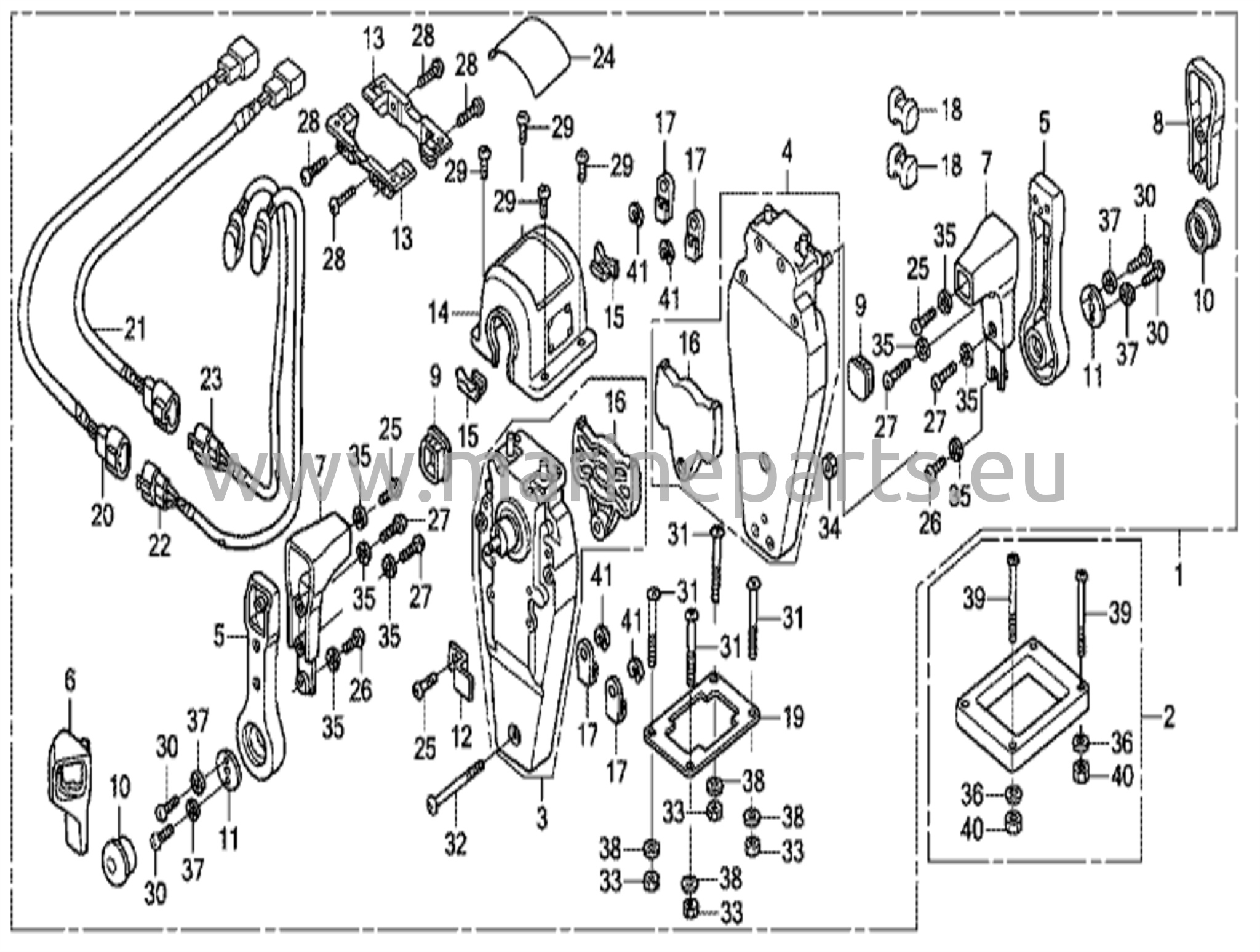 Kaukosäätölaatikko (yläkiinnitys, kaksinkertainen tyyppi) (oikea)