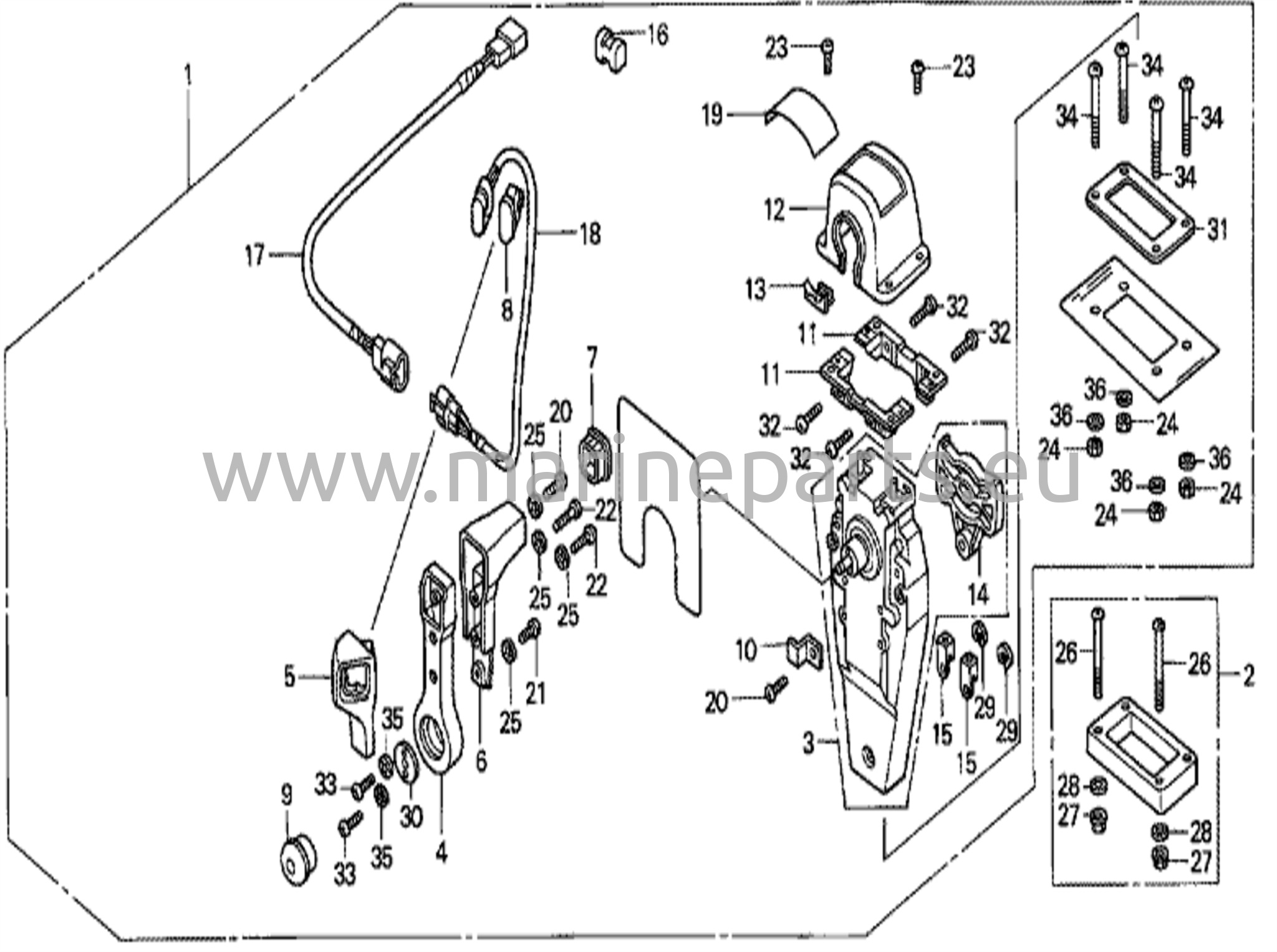 Fjärrkontroll (övre montering enkel typ) (höger)