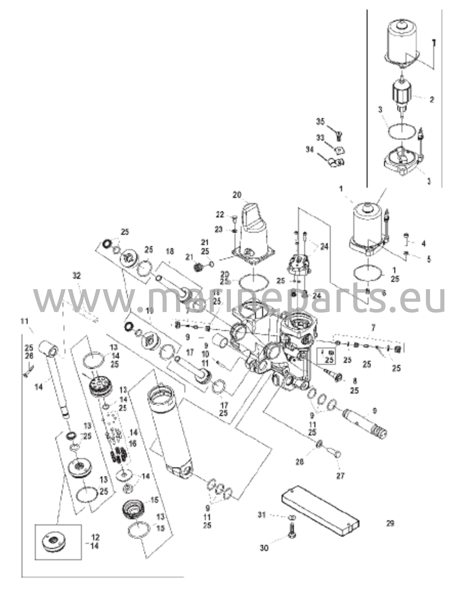 Komponentit (valurautainen pumppukotelo) Metallinen moottorikotelo