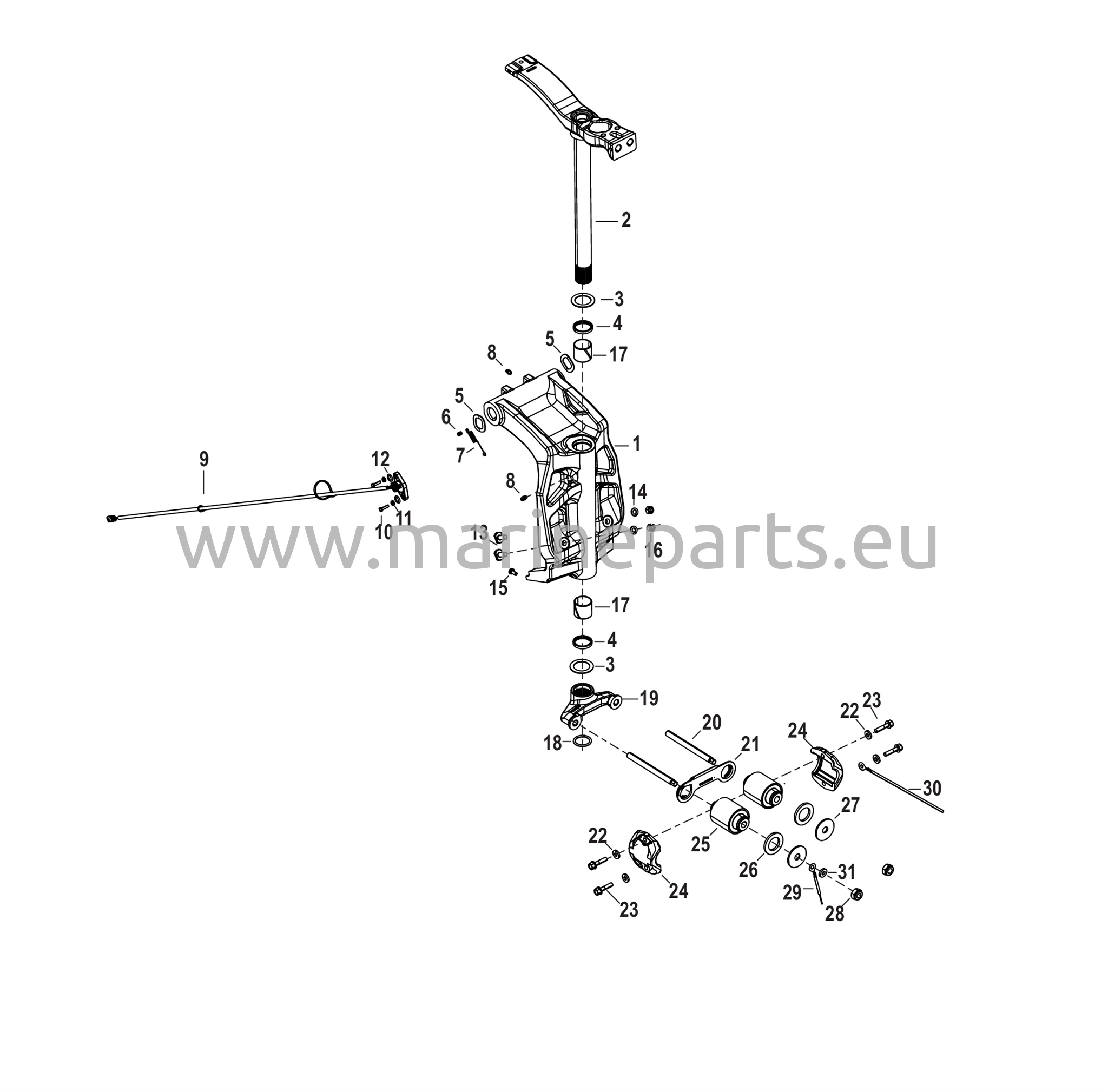 Kääntökiinnike ja ohjausvarsi