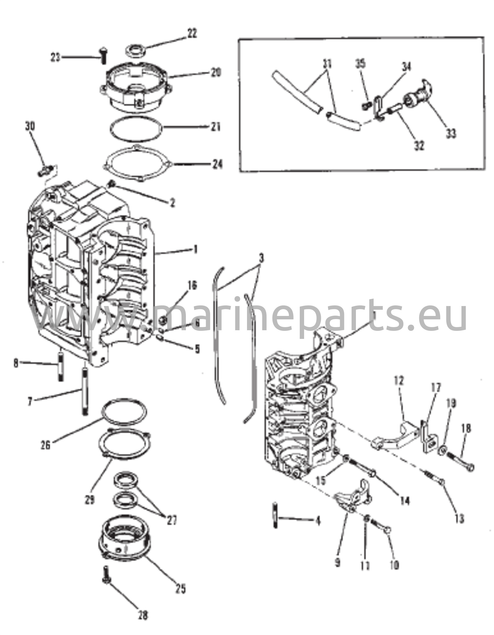 Sylinterilohko ja kampikammion kokoonpano