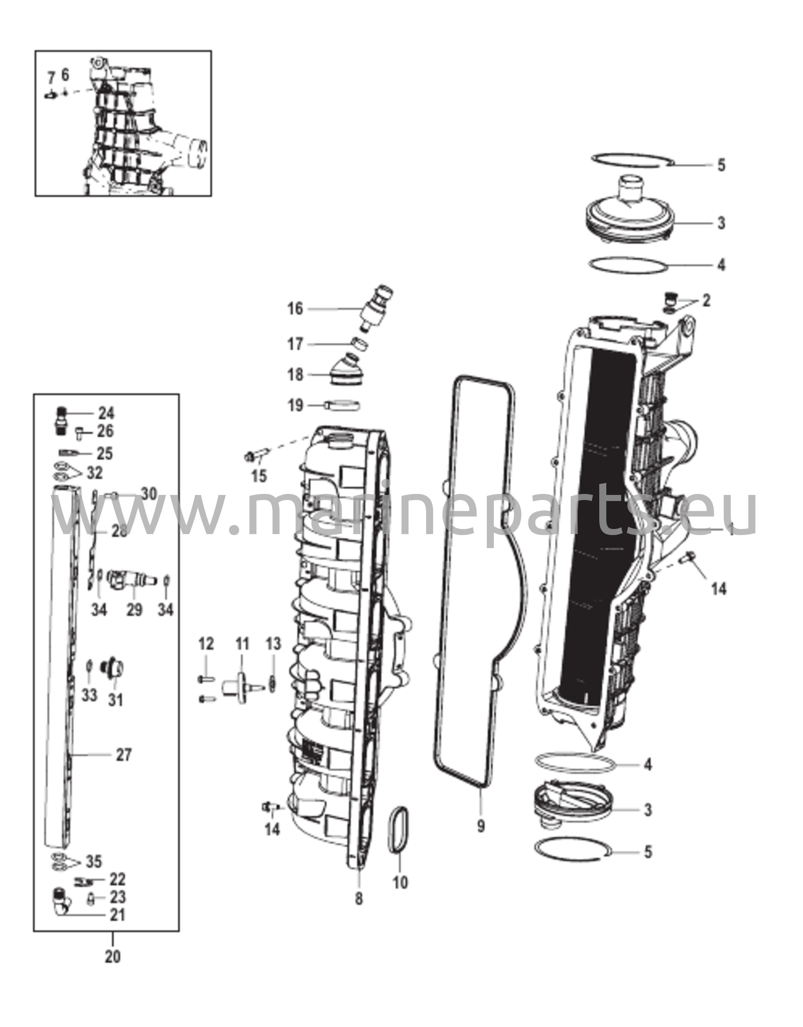 Latausjäähdytin/imusarja (Gen II) päätykappale huollettu