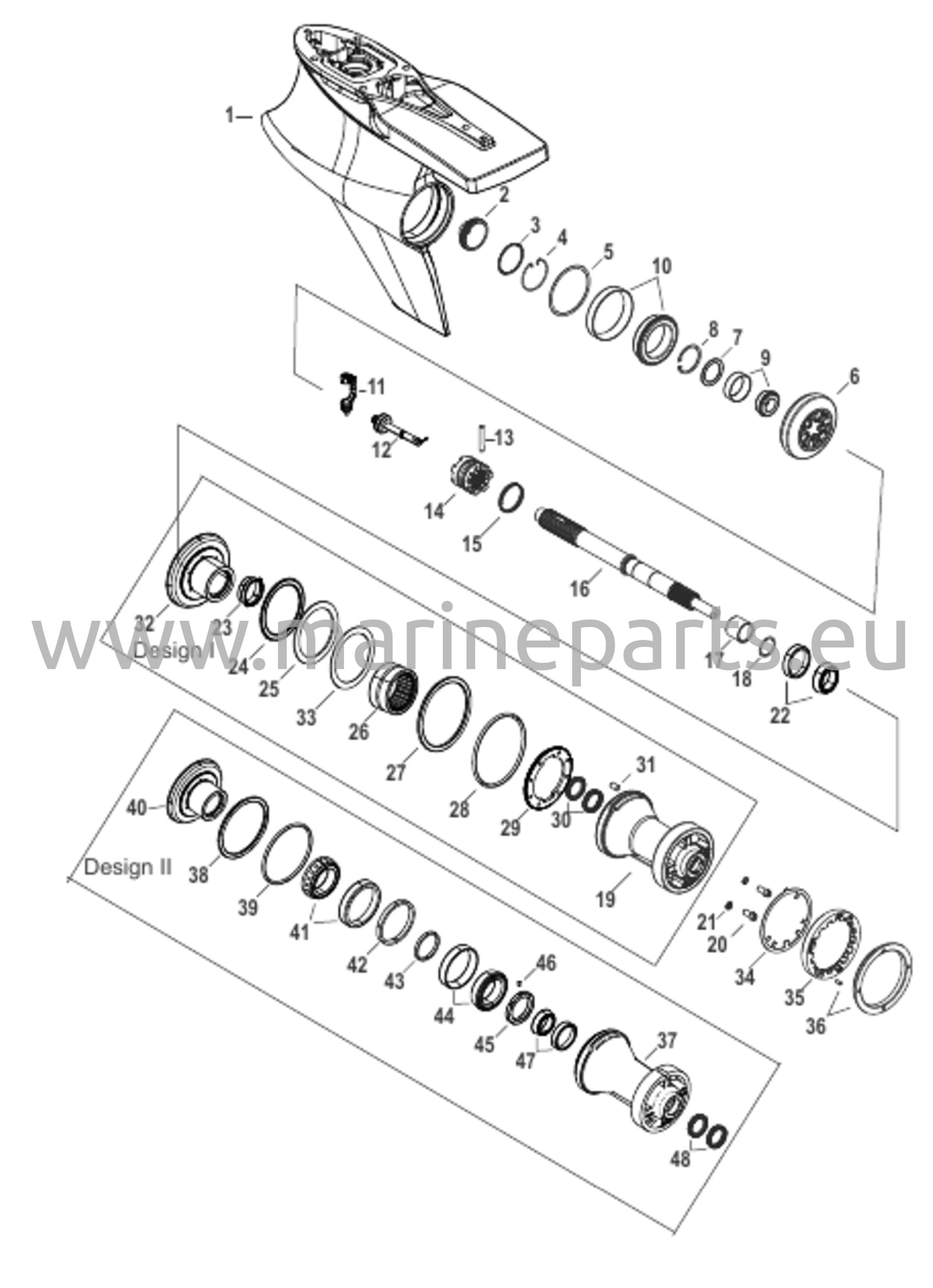 Vaihteiston kotelo, potkurin akseli – vakiorotaatio, Sport Master 1.75
