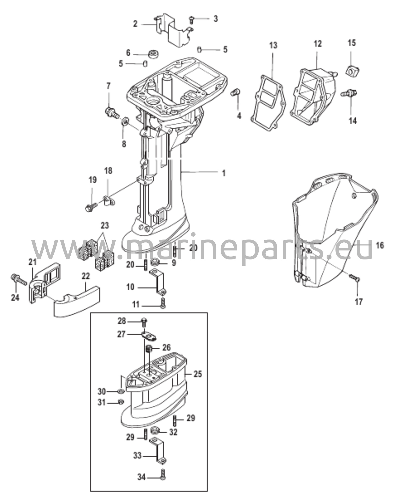 Voimansiirron akselikotelo Komento Työntövoima