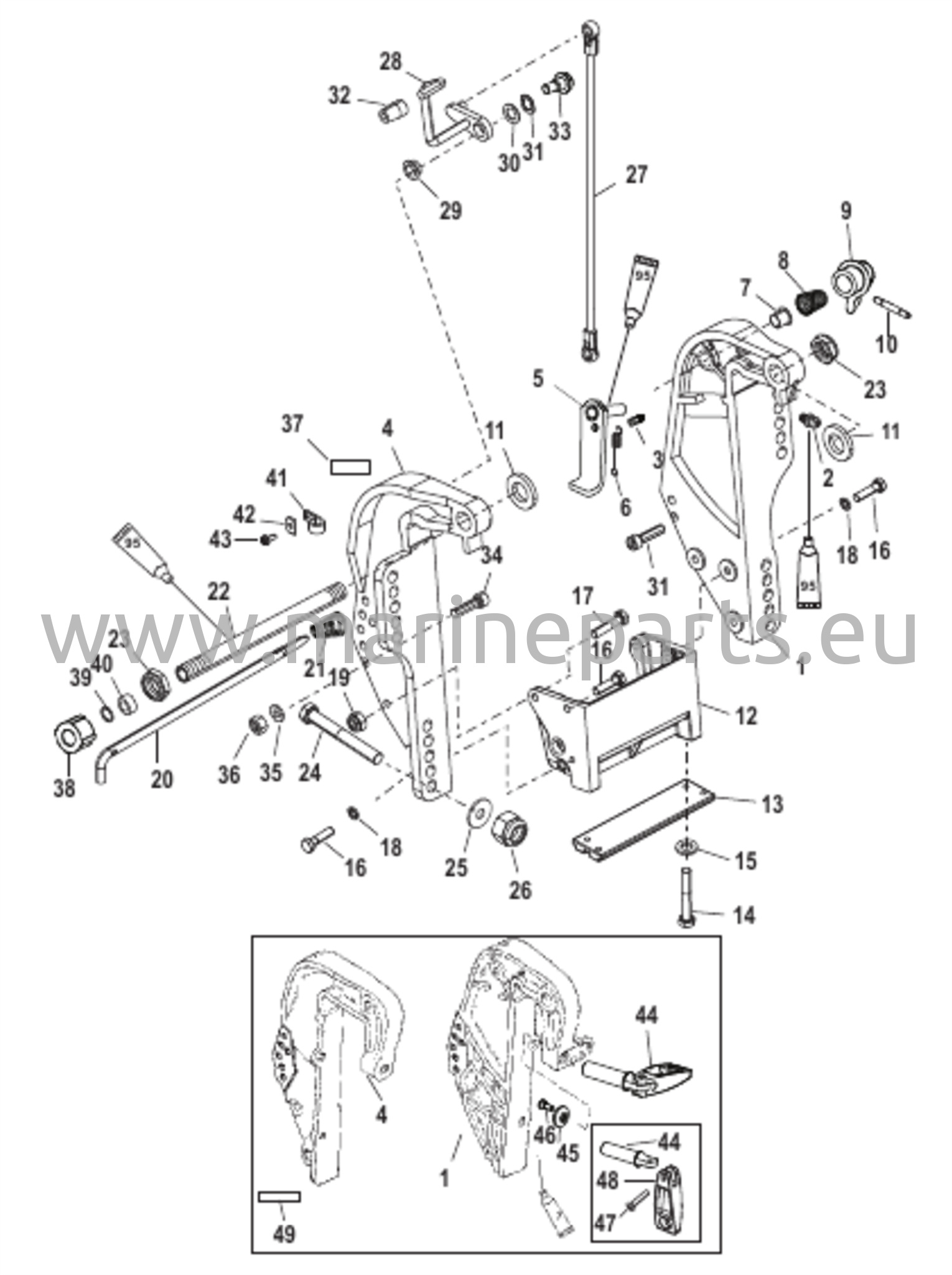 Peräpeilin kiinnike - peukaloruuvilla