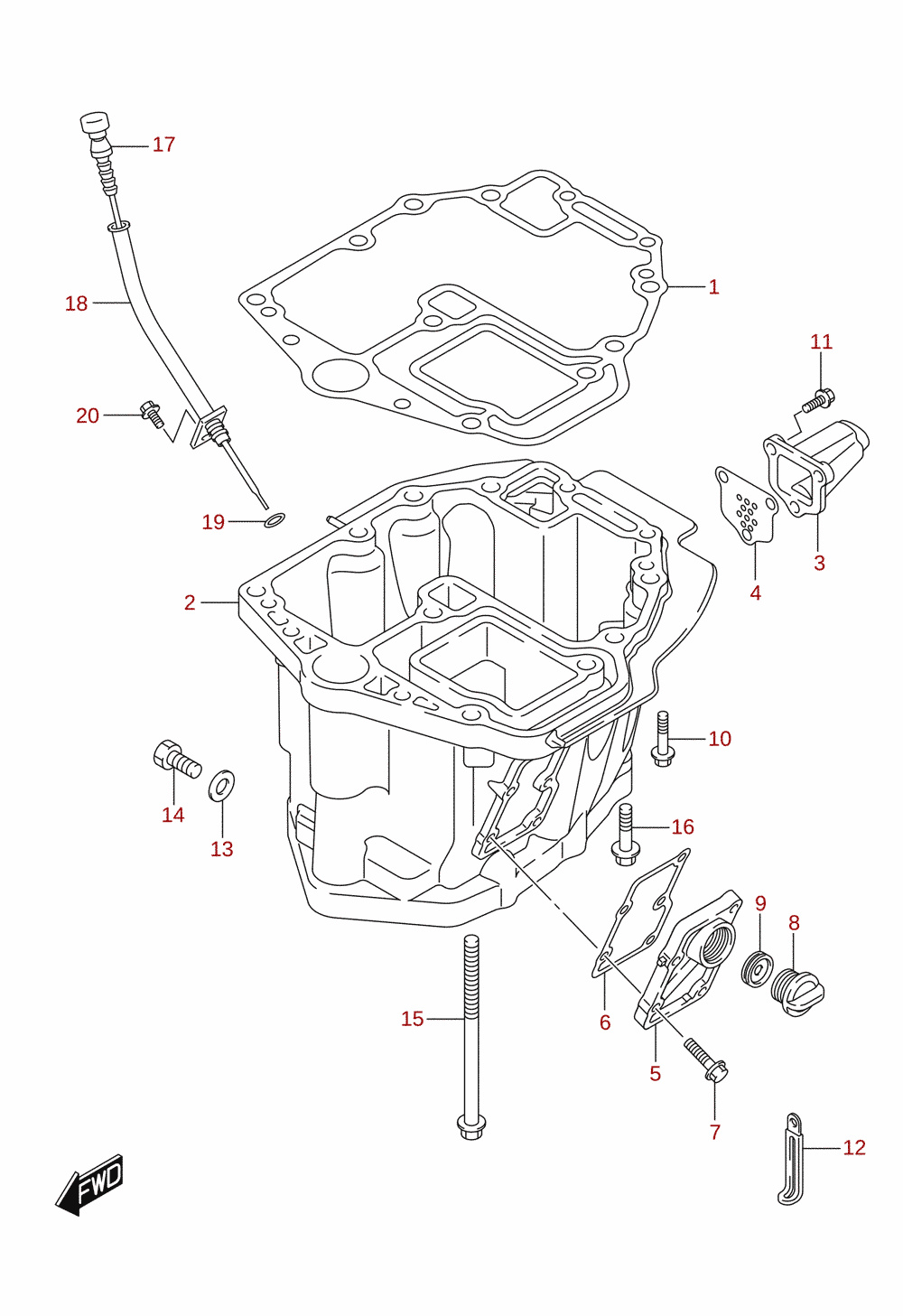 Oil pan (DF70ATH, DF80A, DF90ATH)