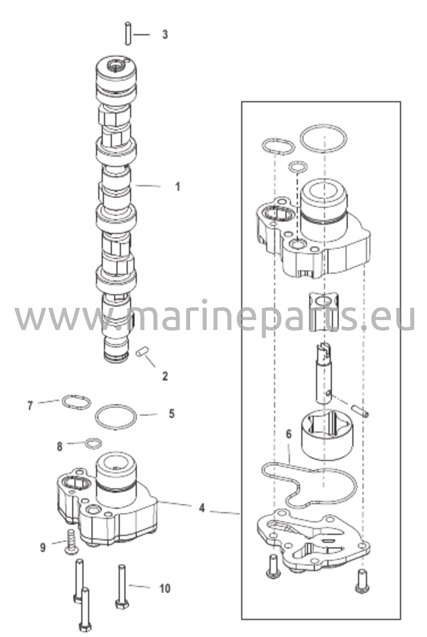 Nokka-akseli/Öljypumppu