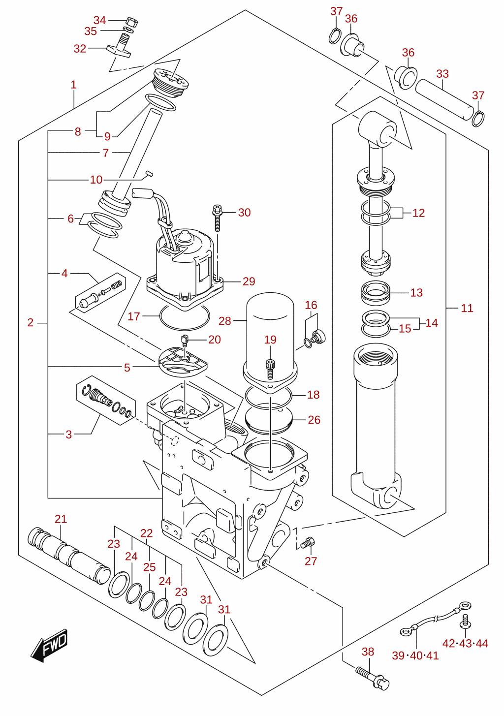 Trim cylinder (X/XX-transom)