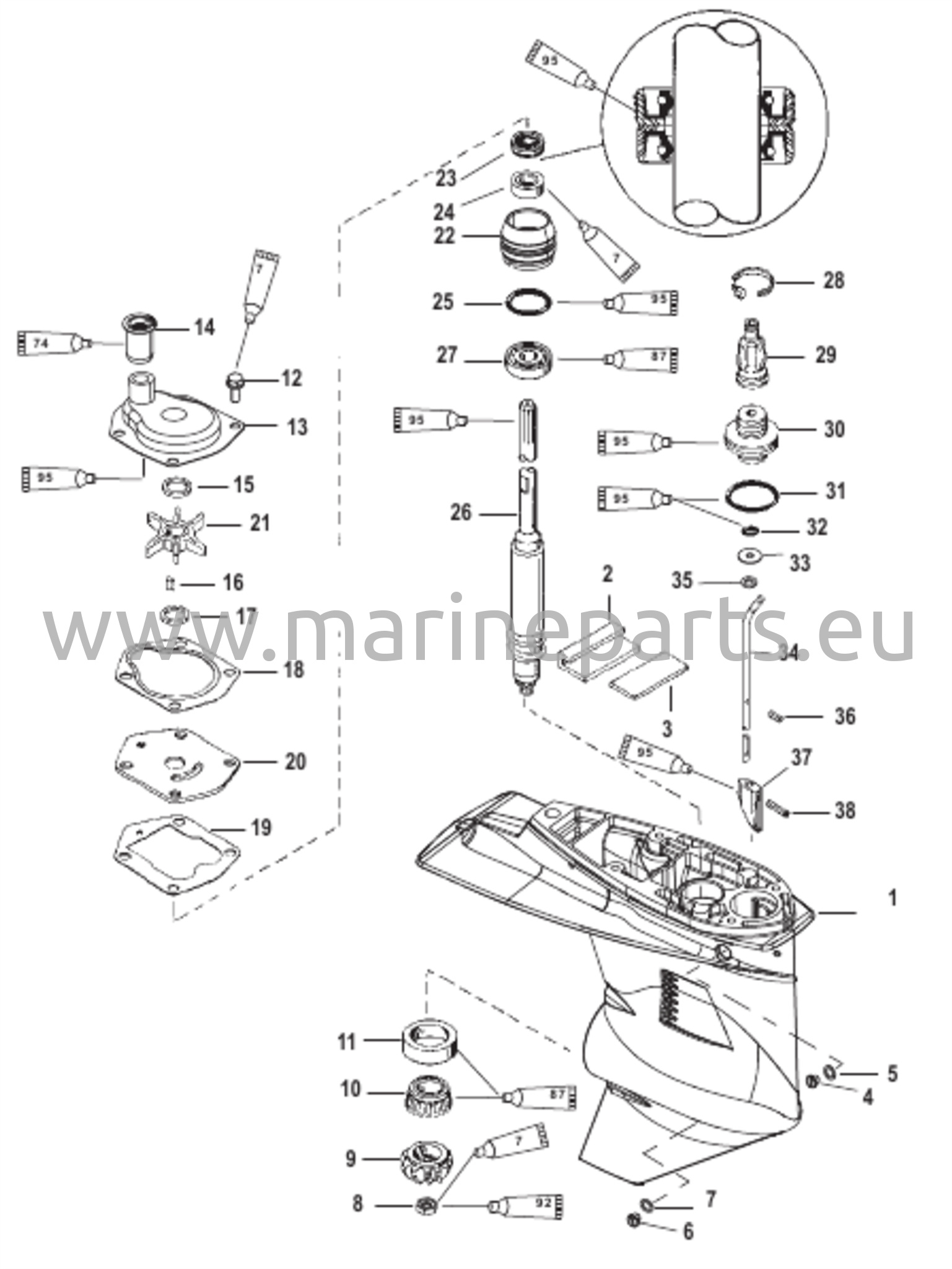 Vaihteisto (voimansiirtoakseli) (1,83:1 / 2:1 vaihdekerroin)