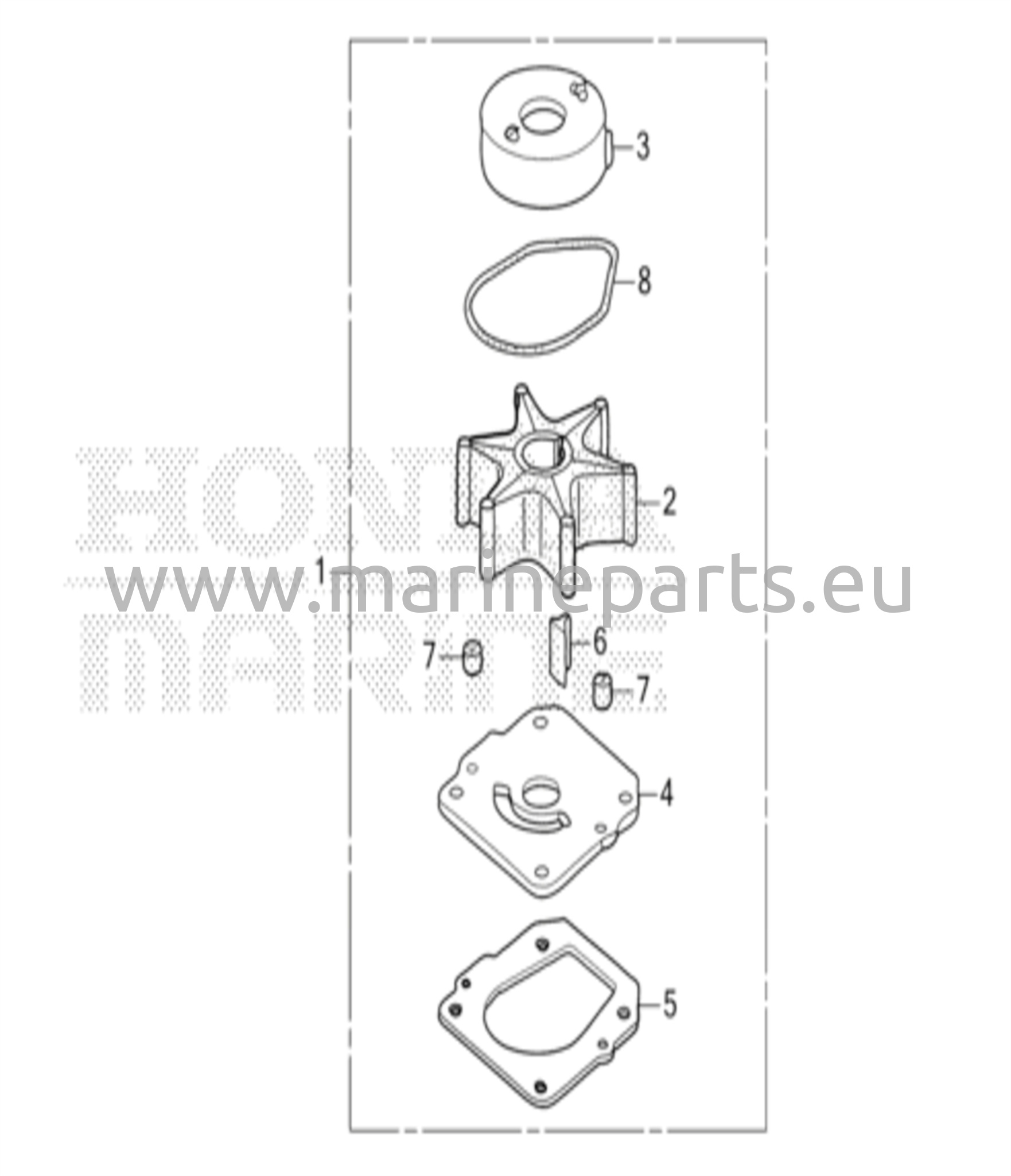 Vesipumpun roottorisarjan osat (1)