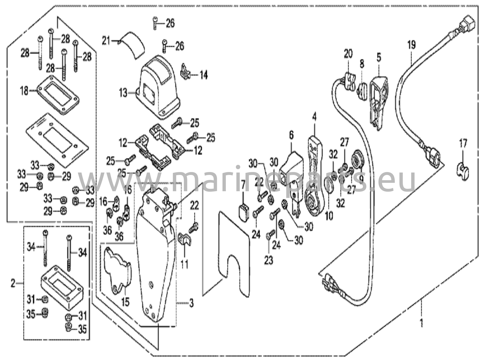 Kaukosäädin (Yläkiinnitteinen yksittäistyyppi) (Vasen)