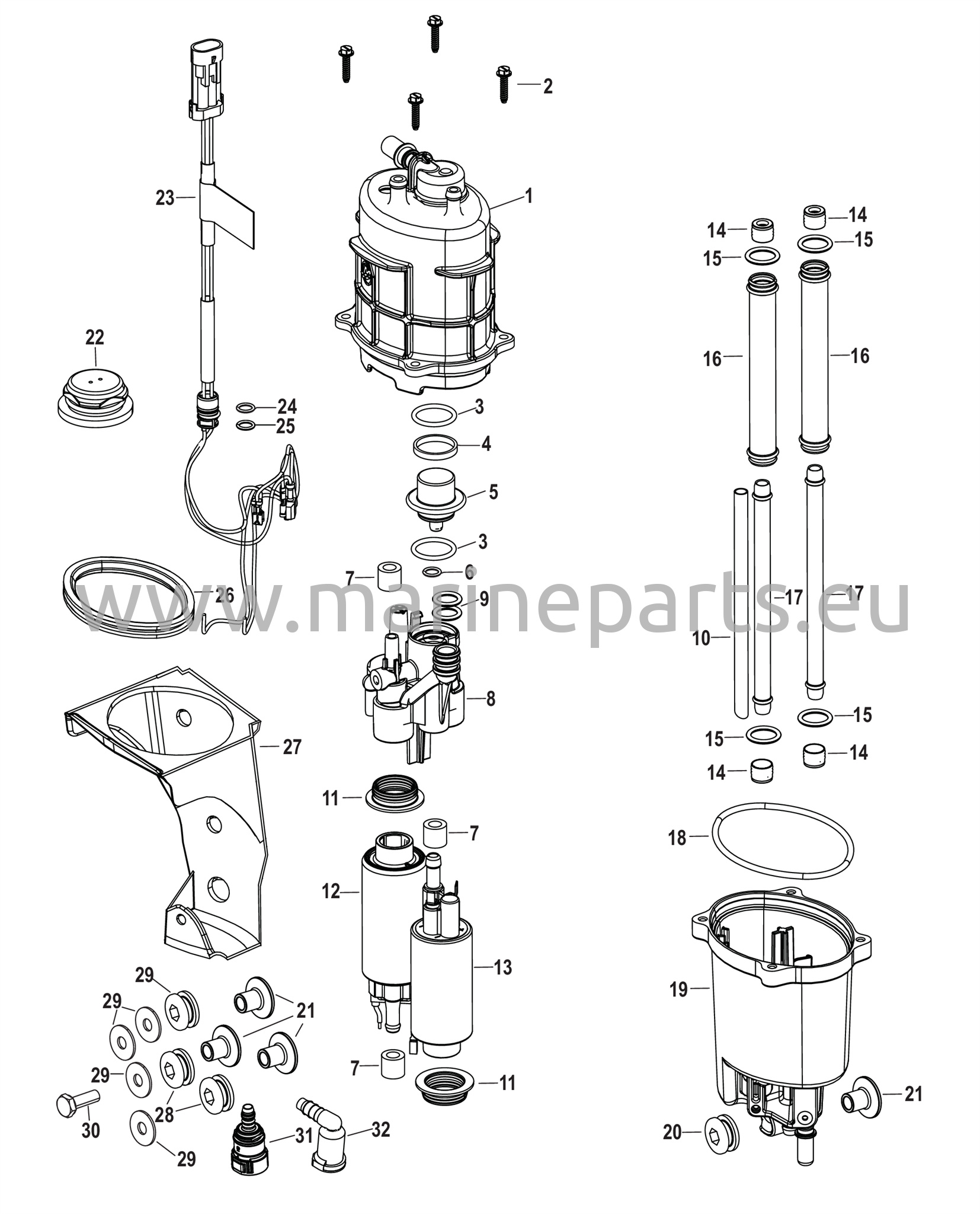 Bränsleförsörjningsmodul (båtmontage)