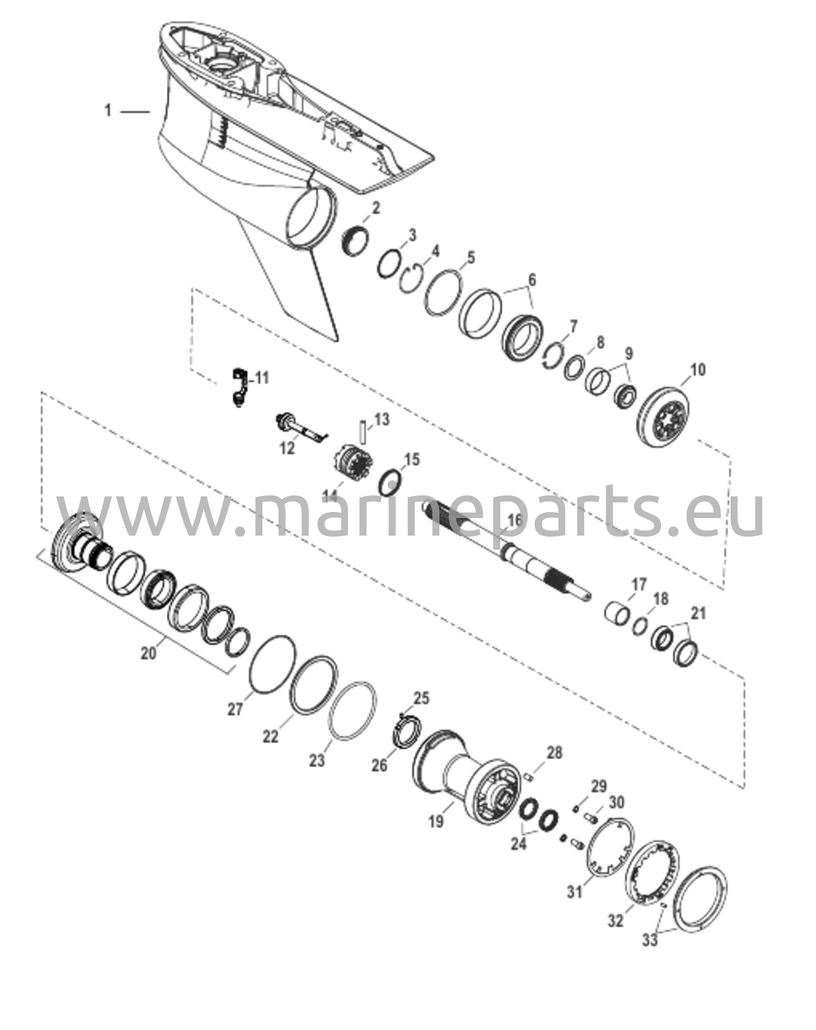 Vaihteiston kotelo, potkuriakseli - vastakierto, 5.44 Torpedo