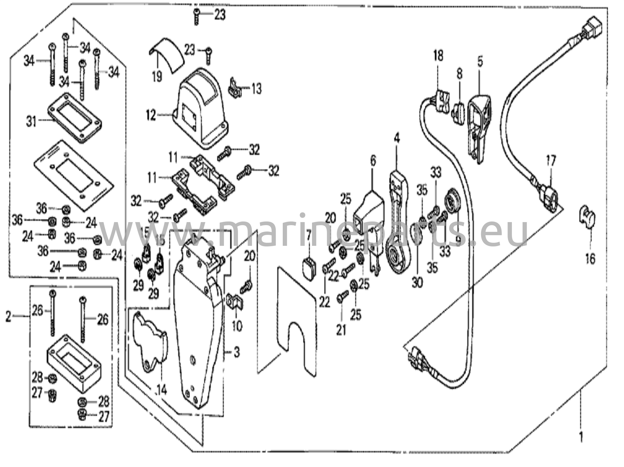 Kaugjuhtimispult (ülemine paigaldus, ühe tüüpi) (vasak)