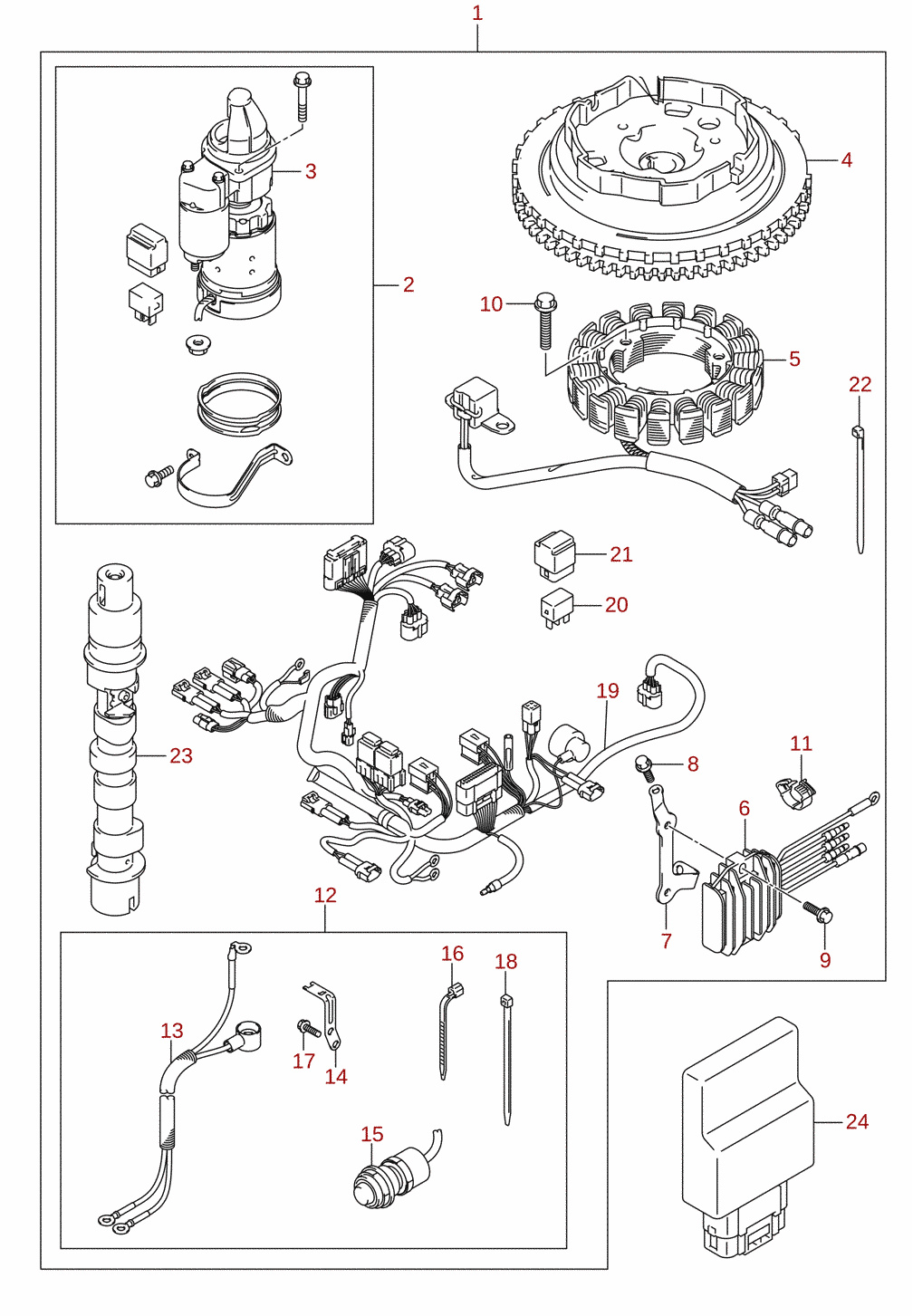 Motor de arranque (arranque manual) (M-starter) (DF15A) (opcional)