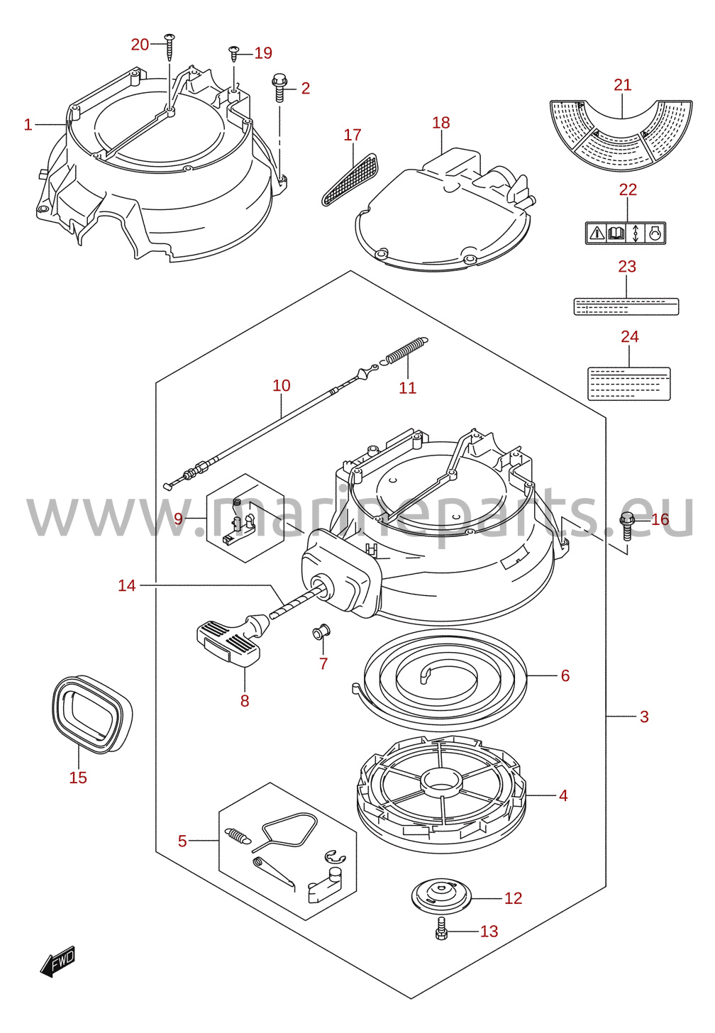 Magneto cover / recoil starter / silencer